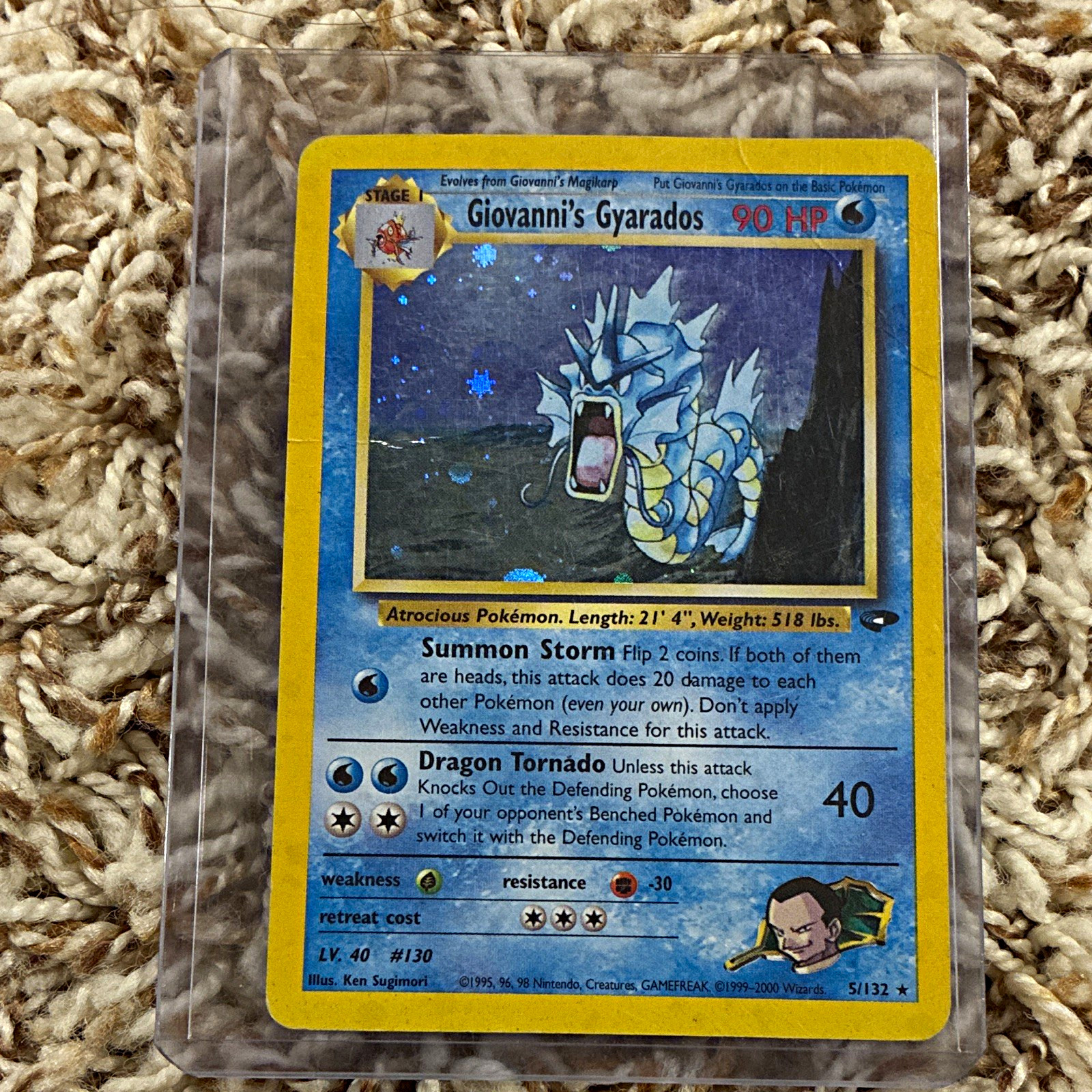 Giovanni\'s Gyarados 5/132 Gym Challenge Holo Rare Unlimited English 90HP 2000 Giovanni\'s Gyarados 5/132 Gym Challenge Holo Rare Unlimited English 90HP 2000