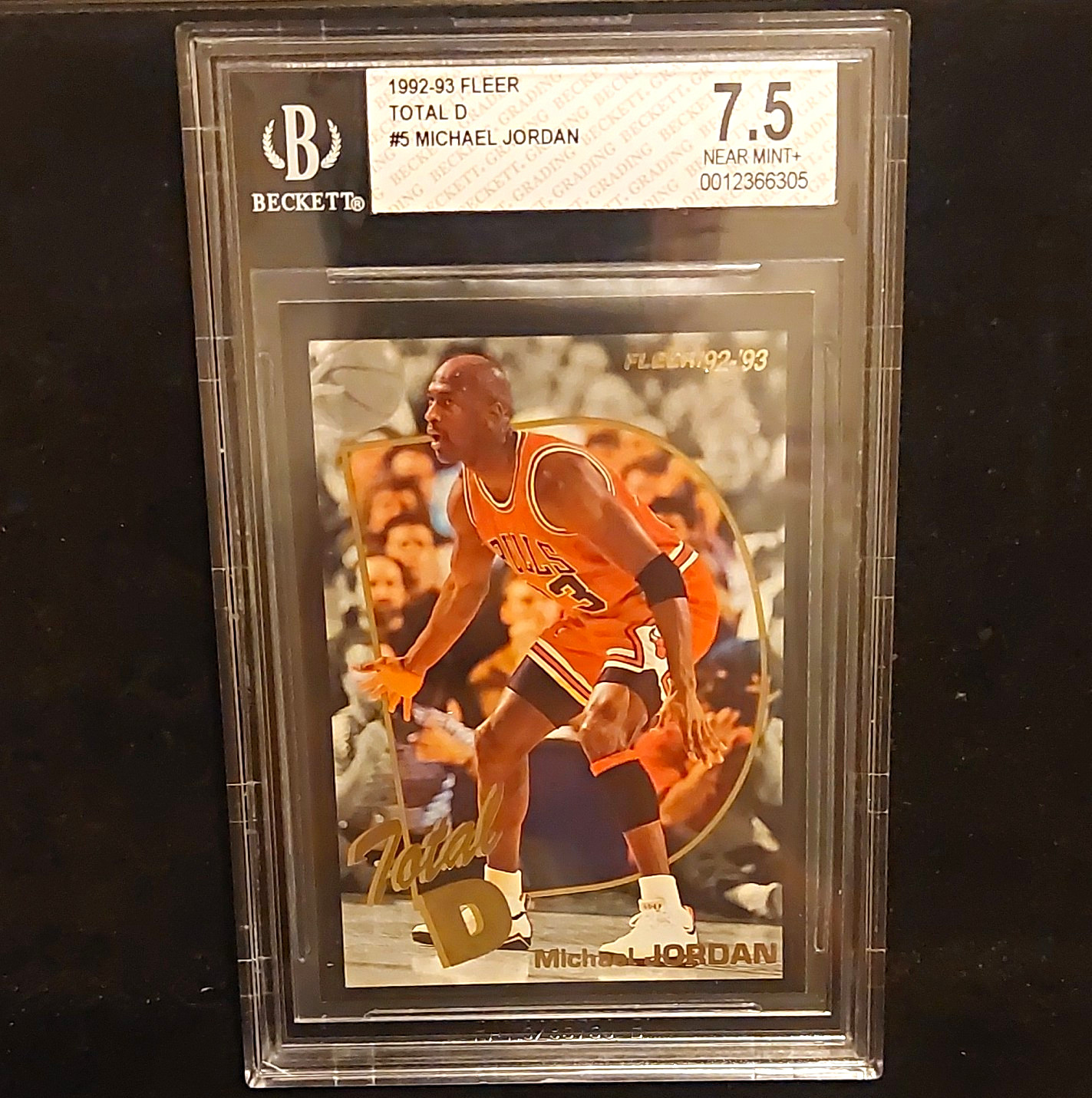 Fleer 1992-93 Total D Michael Jordan #5 BGS 7.5 Bulls BAS 0012366305 Fleer 1992-93 Total D Michael Jordan #5 BGS 7.5 Bulls BAS 0012366305