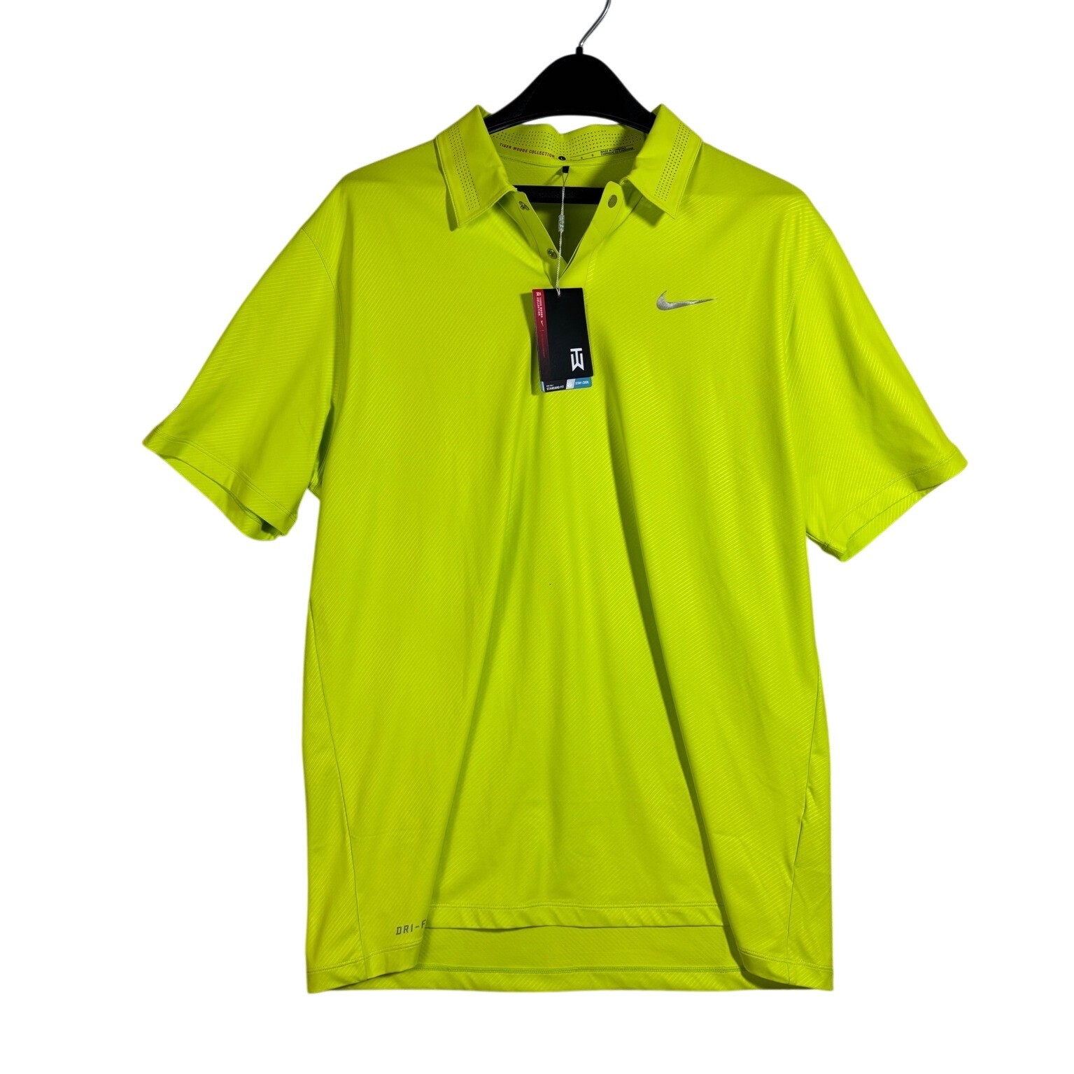 Nike Tiger Woods Collection Mens Golf Polo Shirt Volt Neon Yellow Kia Size L