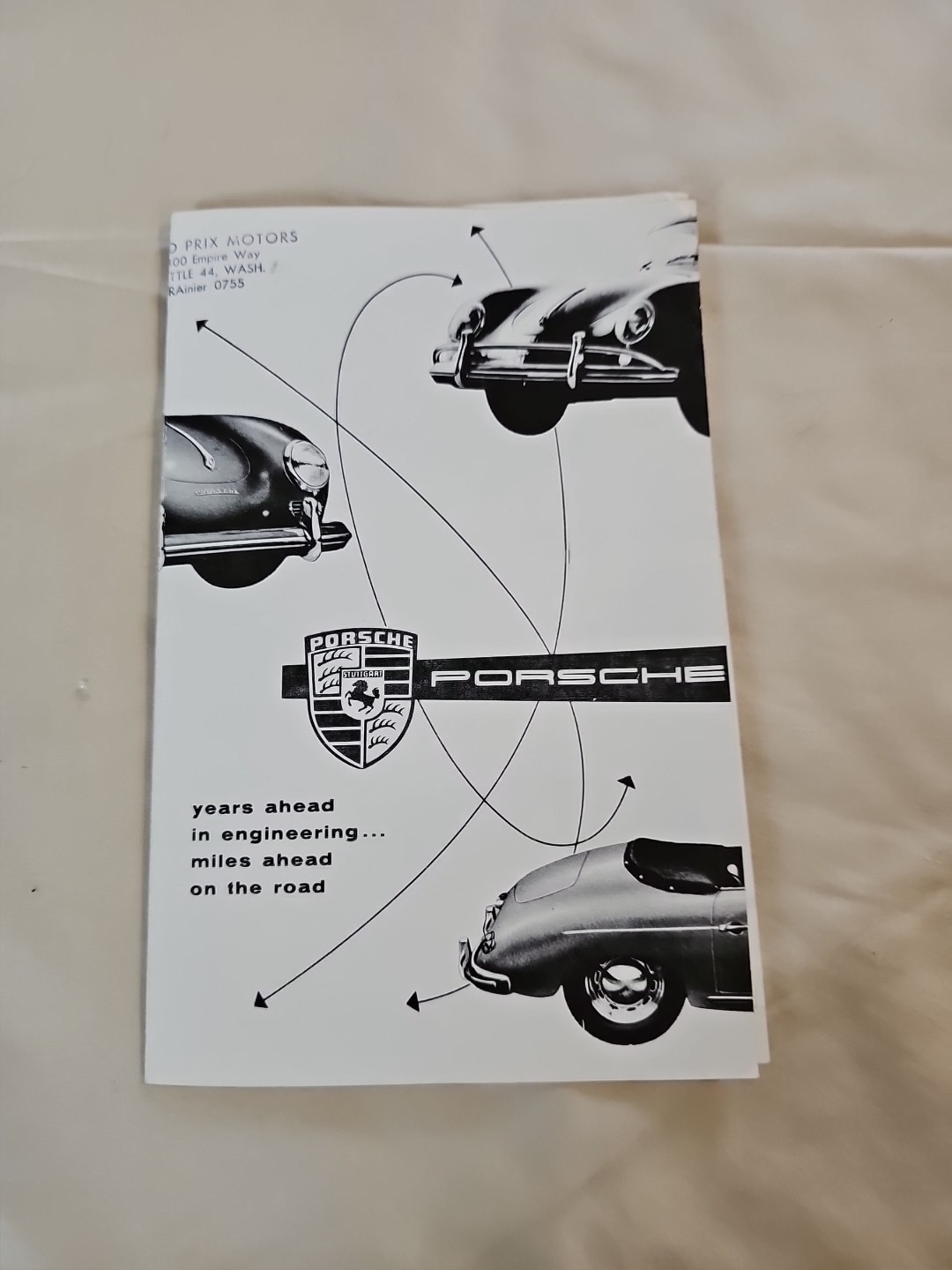 Vintage 1956 Porsche 356 & Spyder 356 Years Ahead M&M 100 Folder Brochure Vintage 1956 Porsche 356 & Spyder 356 Years Ahead M&M 100 Folder Brochure