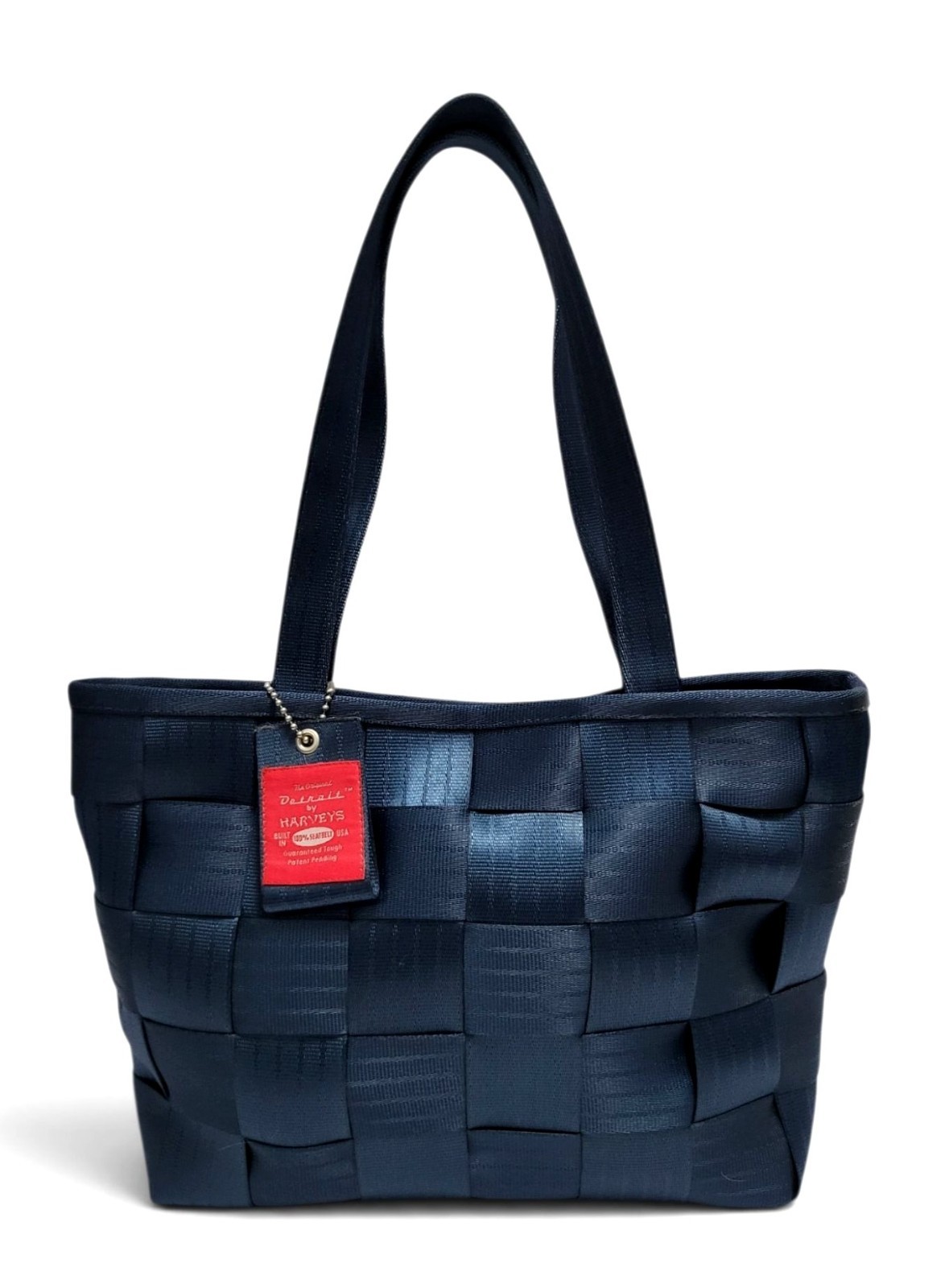 Vintage Harvey\'s Original Seatbelt Shoulder Bag Blue Woven Tote Purse USA 2000s