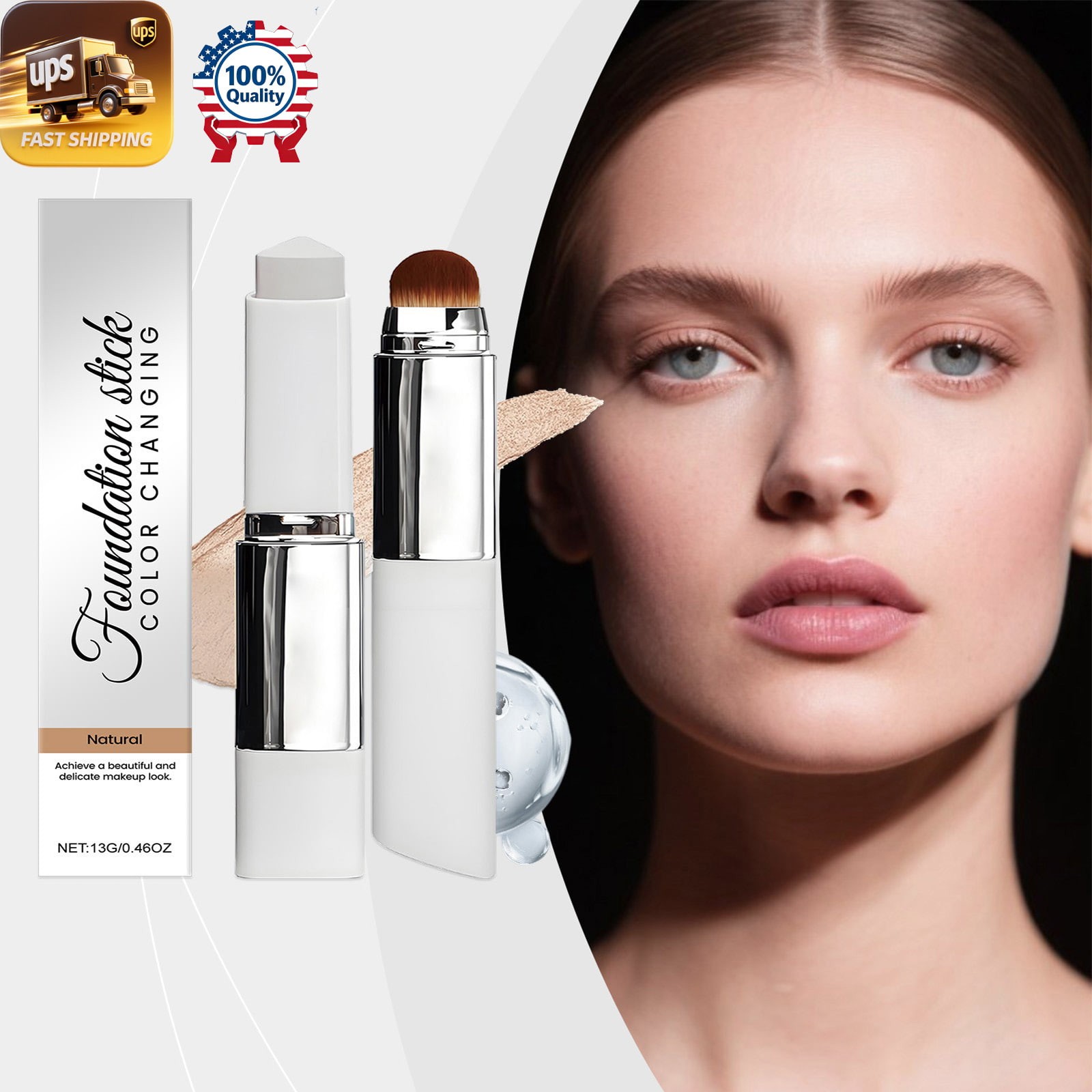 Color Changing Foundation Stick 2 in 1 Natural Look Makeup For Face Beauty