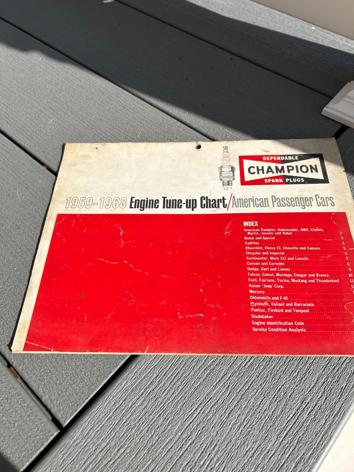 VTG 1959 - 1968 Champion Engine Tune-up Chart American Passenger Cars
