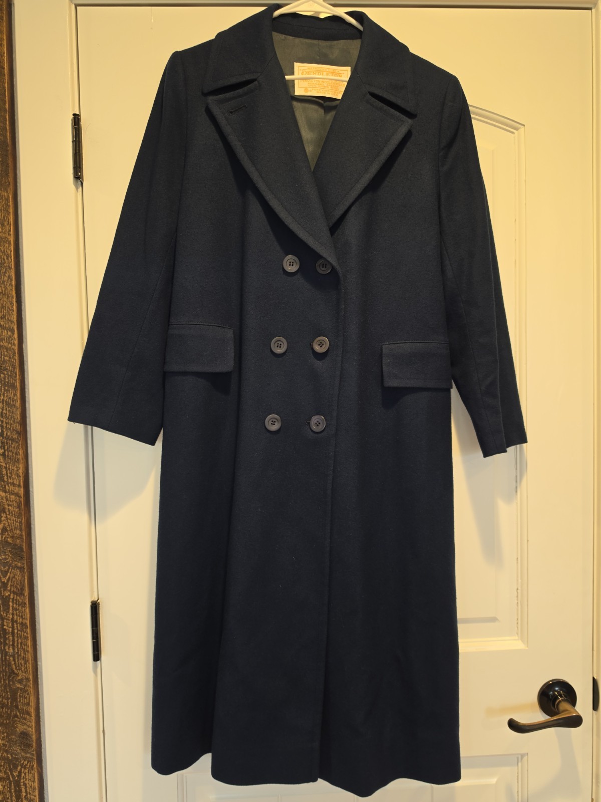 Vintage Pendleton 100% Virgin Wool Navy Double Breasted Long Coat USA Size 8