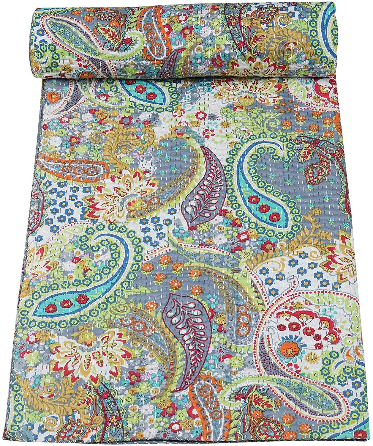 King Kantha Cotton Quilt. Sundance Catalog throw. Reversible Indian Quilt.