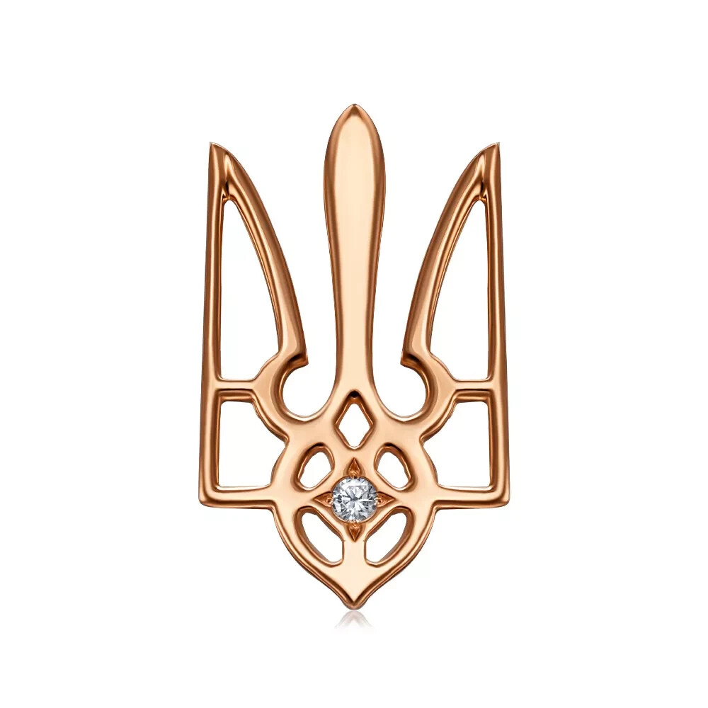 Pendant Ukrainian - Trident Тризуб Ukraine Necklace Jewelry Women 14k gold (585)