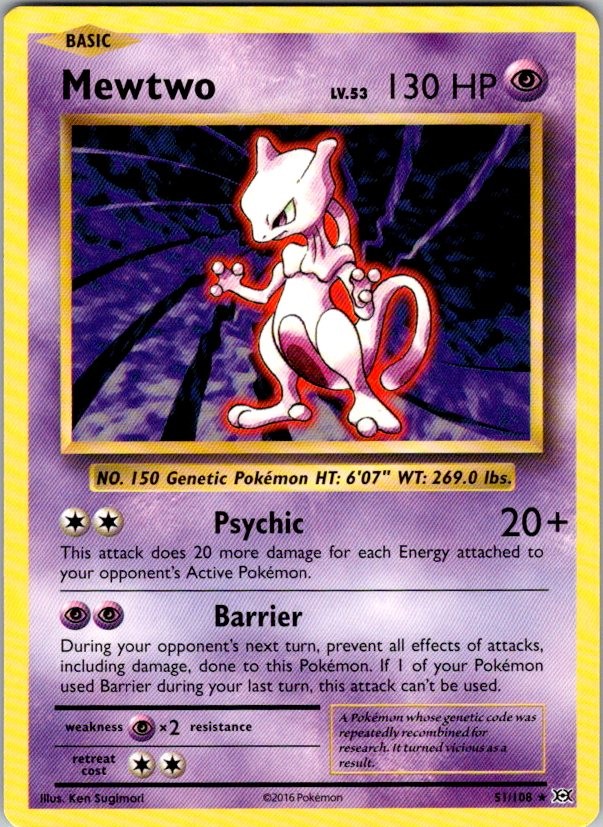 Mewtwo 51/108 Rare Evolutions Pokemon Lightly Played