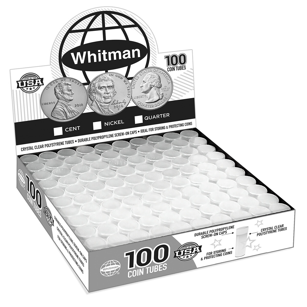 Whitman® Round Coin Tubes – Nickels - 100 Count