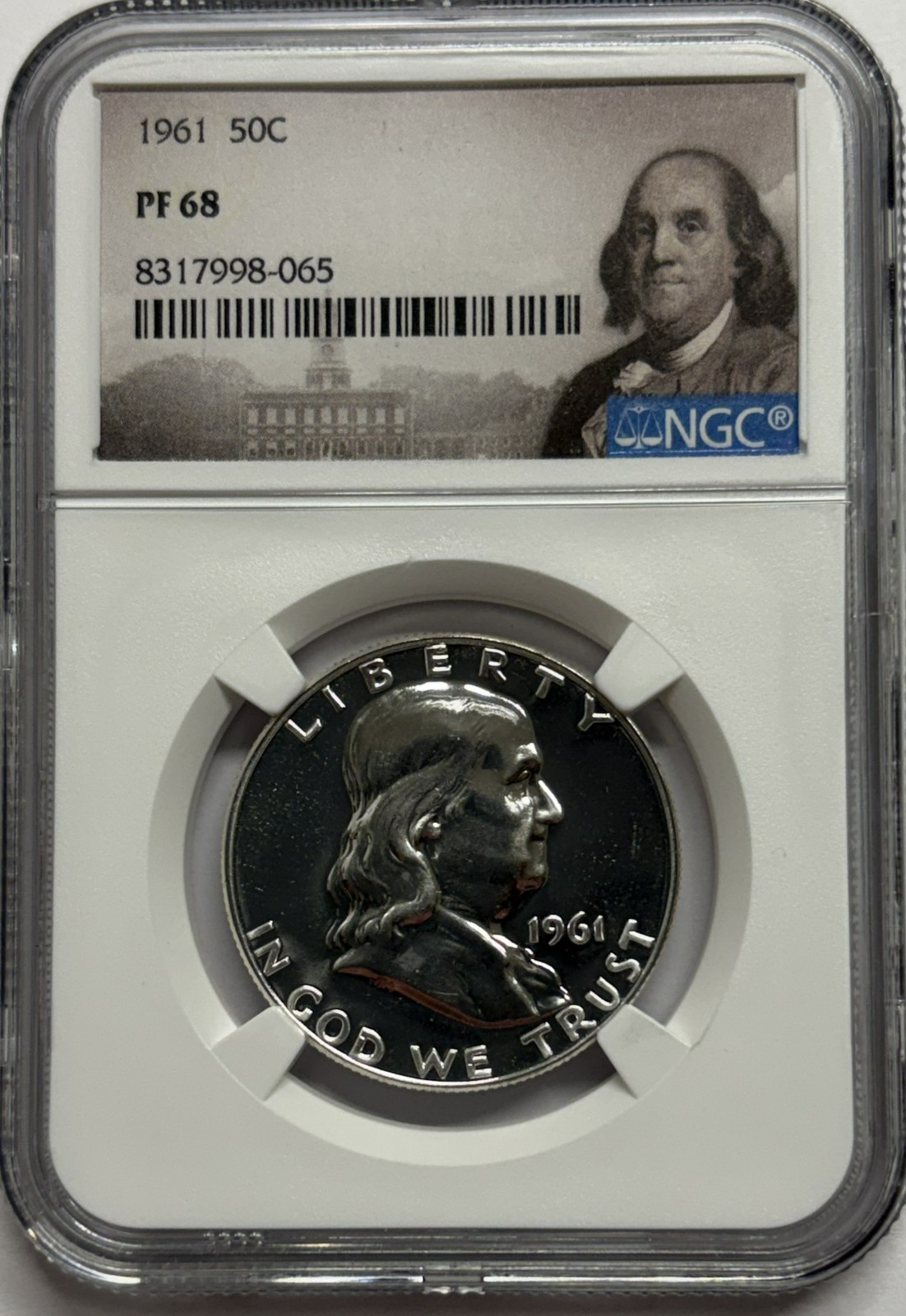 1961 NGC PF68 Silver Proof Franklin Half Dollar 50c 90% Silver Portrait Label 1961 NGC PF68 Silver Proof Franklin Half Dollar 50c 90% Silver Portrait Label