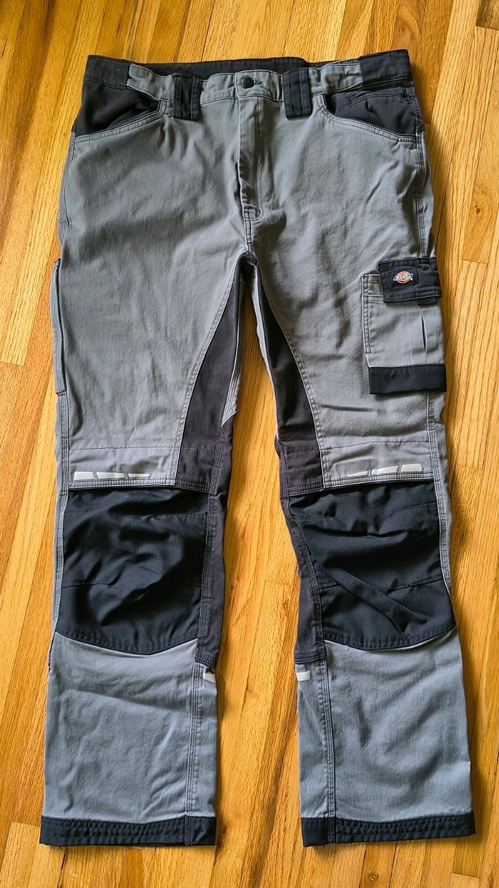 Dickies GDT Premium Cargo Work Pants Grey Black Knee Pad Pocket Men\'s 38x34 Flex