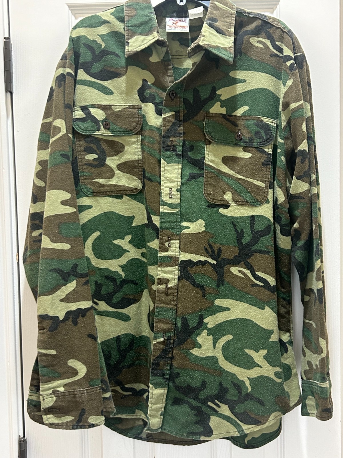 Vintage 80s 90s Prentiss Outdoors Shirt Mens Large Green Camo Flannel USA Made Vintage 80s 90s Prentiss Outdoors Shirt Mens Large Green Camo Flannel USA Made