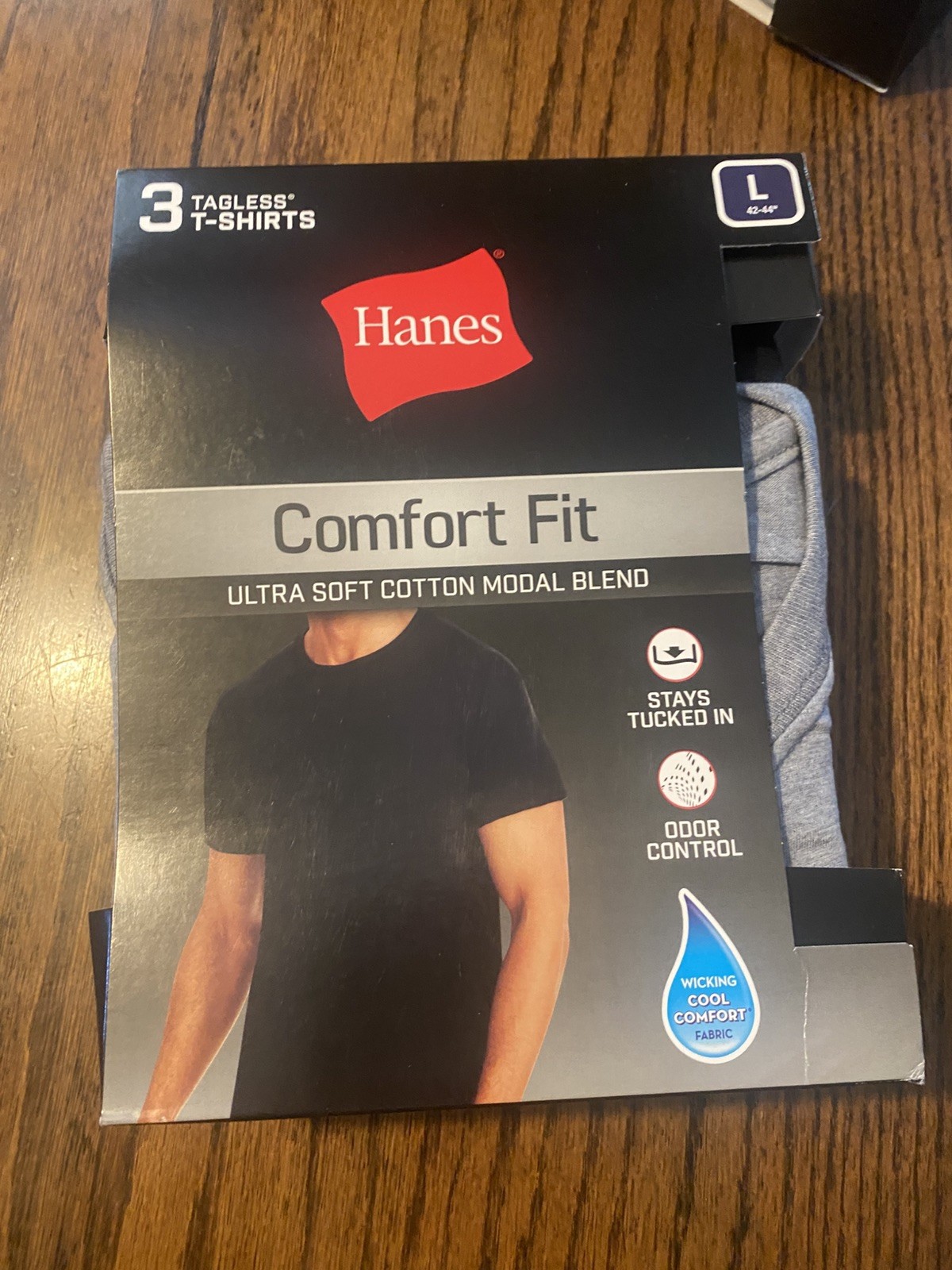 Hanes Comfort Fit Men\'s T-Shirts 3-Pack Size Large L Ultra Soft Cotton Modal Hanes Comfort Fit Men\'s T-Shirts 3-Pack Size Large L Ultra Soft Cotton Modal
