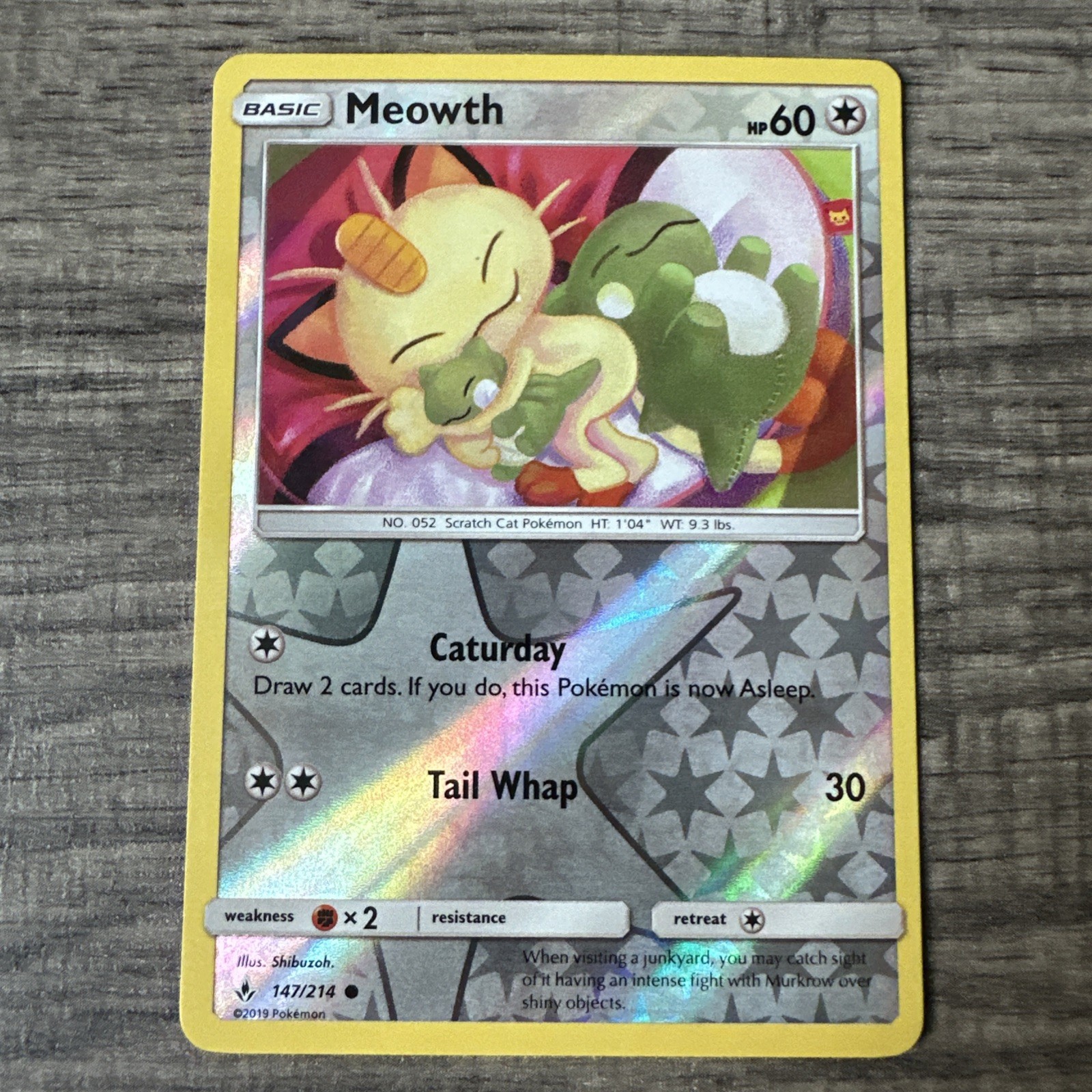 Meowth 147/214 Sm-Unbroken Bonds Reverse Holo Pokemon TCG