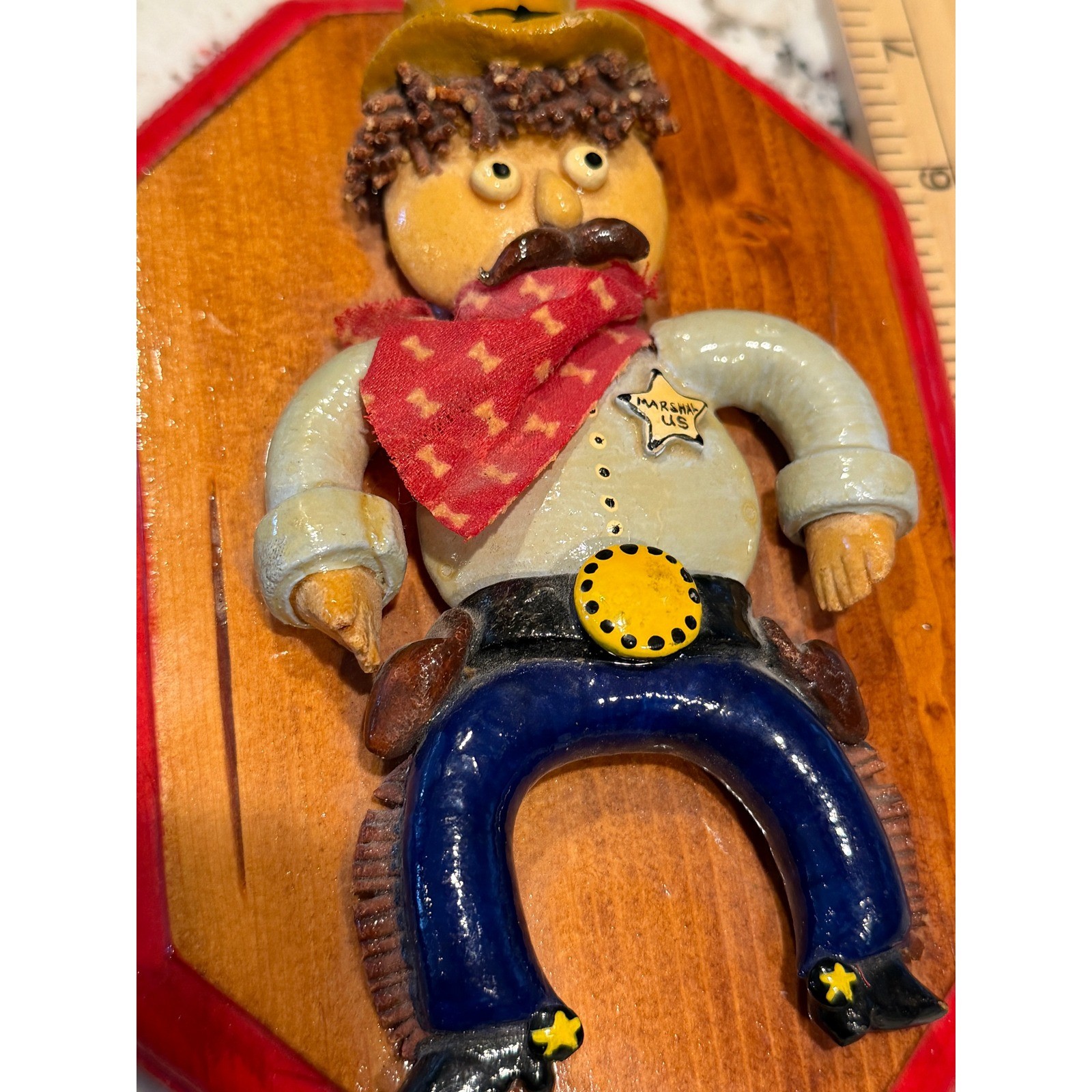 Creative Dough Art Cowboy US Marshal Wall Plaque Folk Western Decor Wild West Creative Dough Art Cowboy US Marshal Wall Plaque Folk Western Decor Wild West