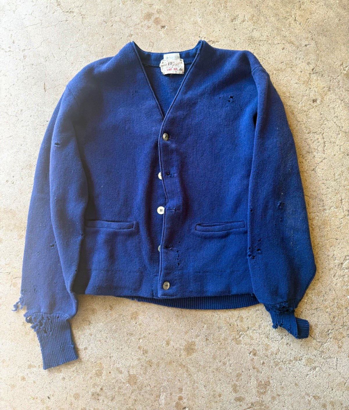 1950s/60s Lord Jeff Men\'s Wool Knit Button Front V-Neck Cardigan w/ Pockets M