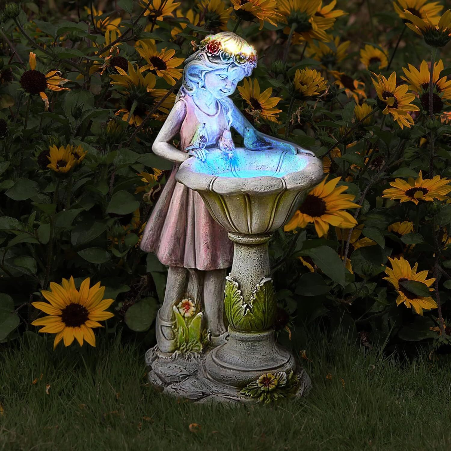 Fairy Garden Statue Solar Garden Angel Statue Outdoor Figurine