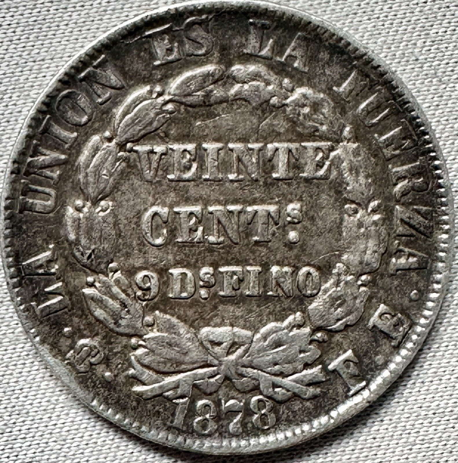 Bolivia 20 Centavos 1878 SILVER COIN LA UNION ES LA FUERZA KM# 159