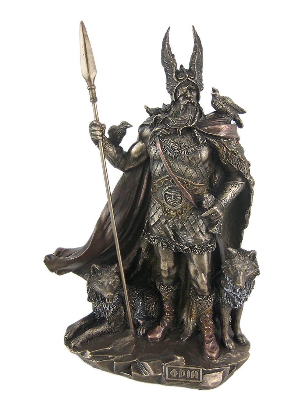 Unicorn Studio Norse God - Odin Cold Cast Bronze Sculpture Figurine, 9.75 Inch