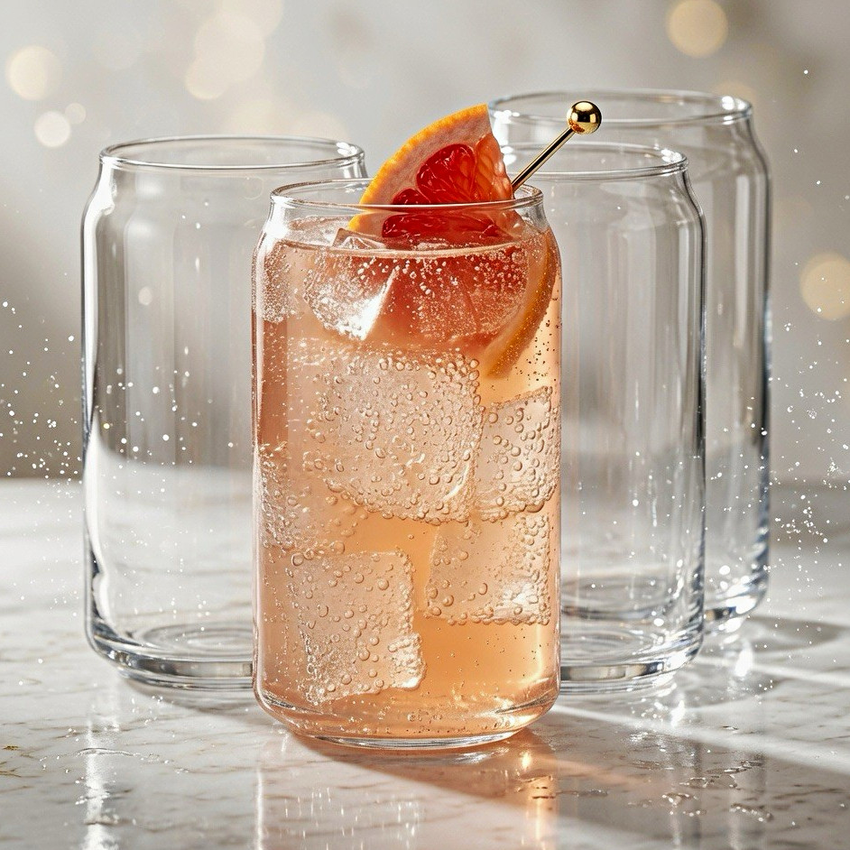 Libbey Classic Can Shaped Drinking Glasses Set of 4, 16 oz Clear Tumblers