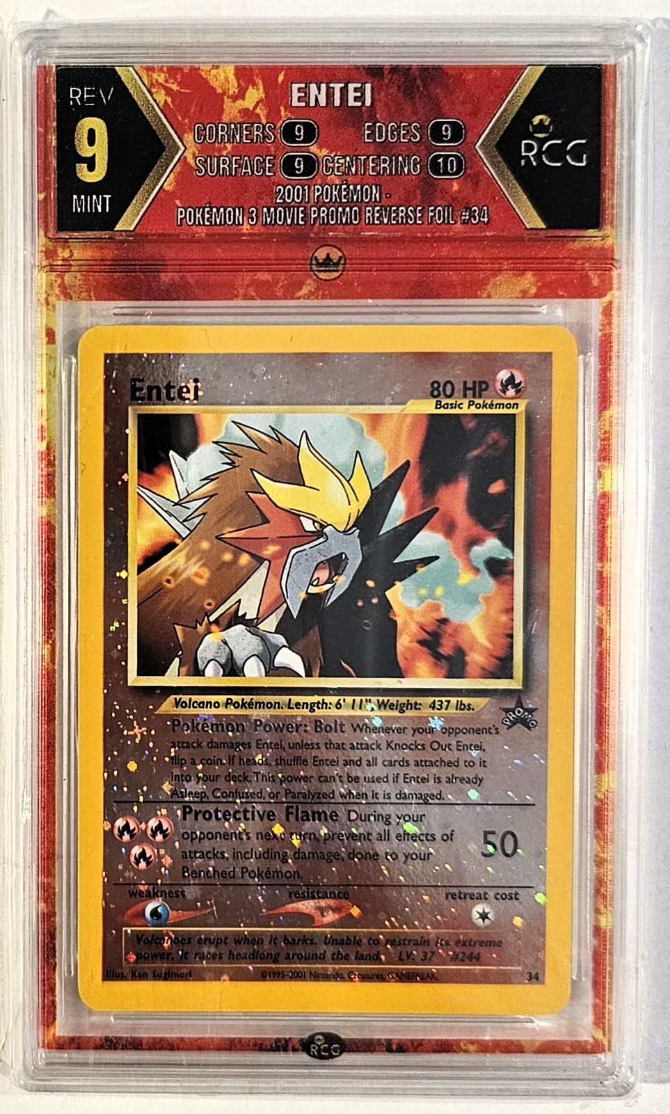 Pokemon 2001 Black Star Promo Entei 34 Holo RCG 9 MINT Pokemon 2001 Black Star Promo Entei 34 Holo RCG 9 MINT