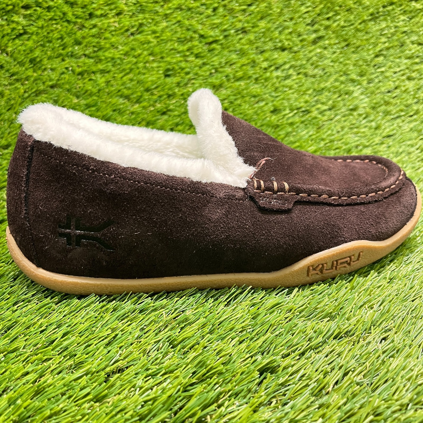 Kuru Loft Womens Size 7.5 Brown White Gum Casual Walking Moccasin Slippers Shoes