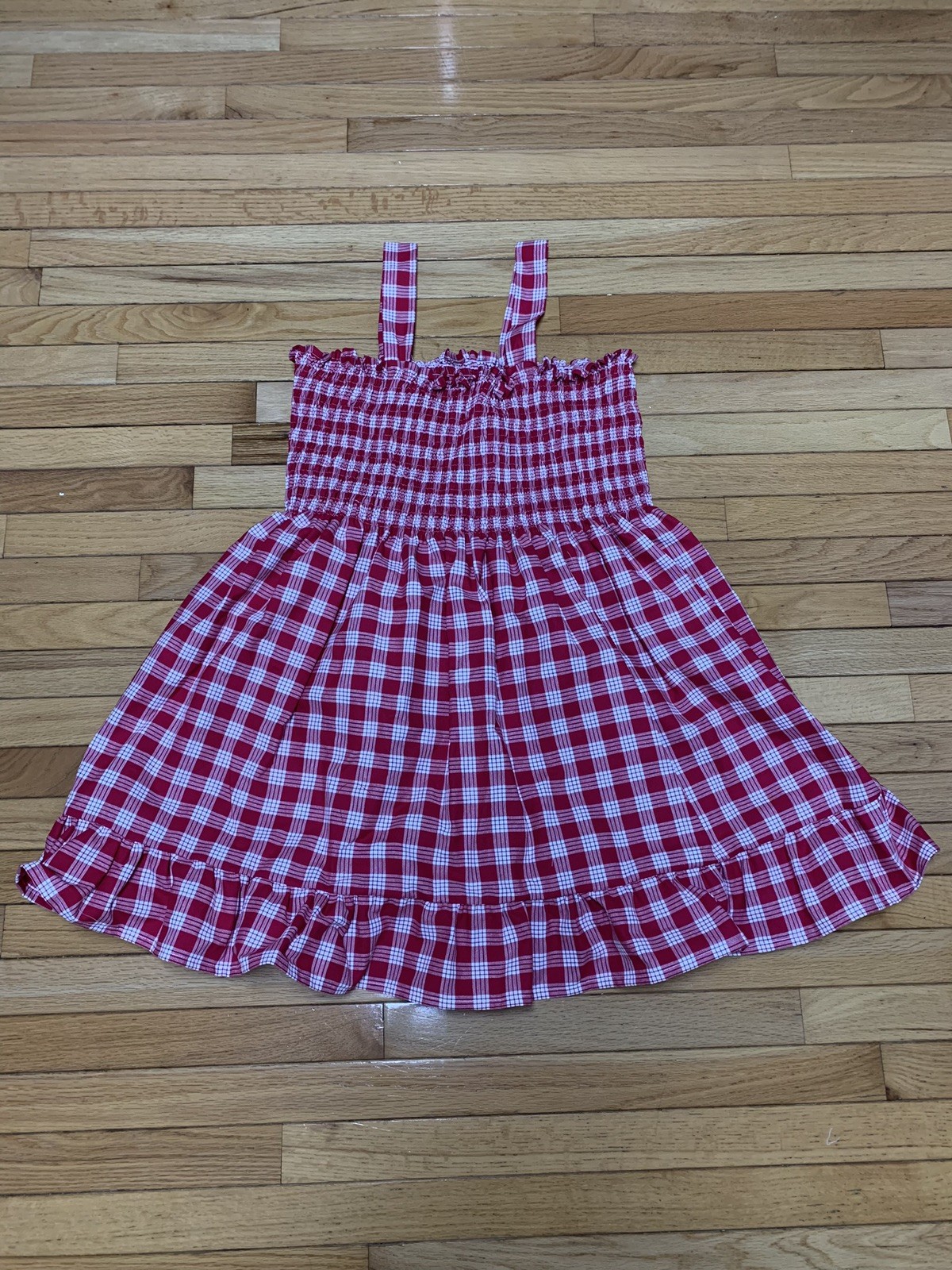 Palaka Dress Ruffle 100% Cotton Hawaiian Style Plaid Ruched New