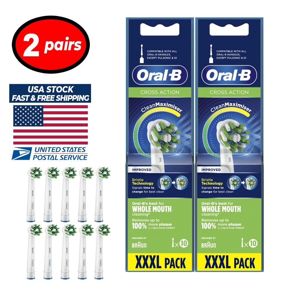 Oral B Cross Action Toothbrush Replacement Brush Heads 10 Count x 2 Pairs New