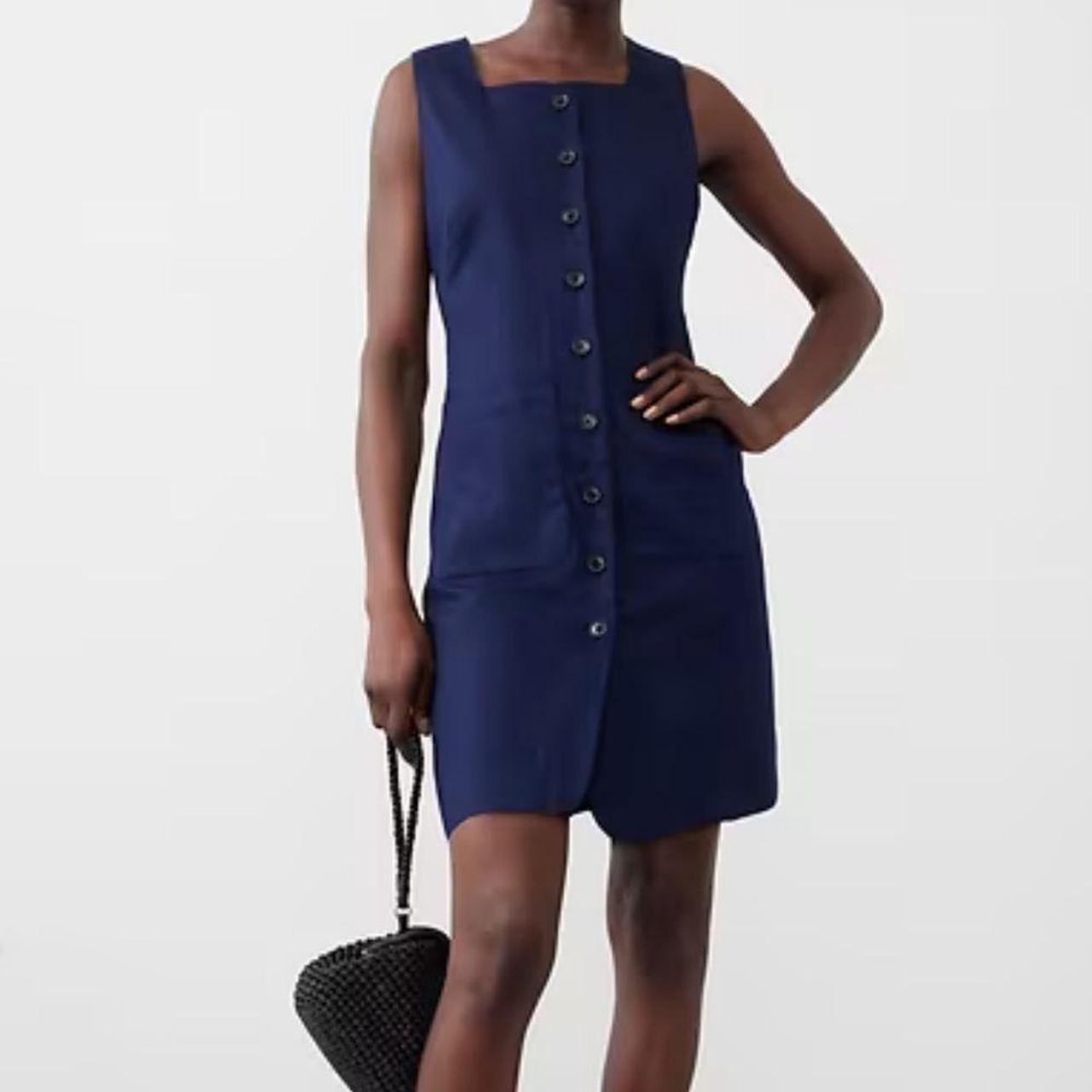 Banana Republic Women\'s Navy Blue Linen-Blend Square-Neck Mini Dress Medium NWT Banana Republic Women\'s Navy Blue Linen-Blend Square-Neck Mini Dress Medium NWT