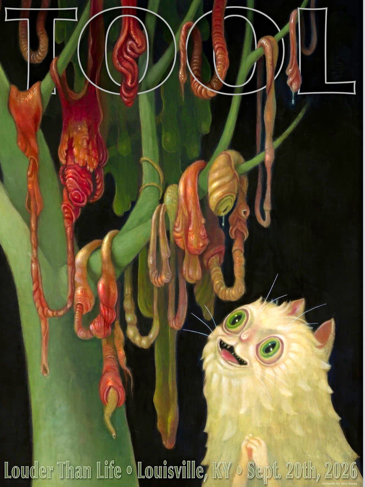 Tool Louder Than Life Poster Louisville, KY Sept 20 2026 Kitty poster. Alex Kuno Tool Louder Than Life Poster Louisville, KY Sept 20 2026 Kitty poster. Alex Kuno