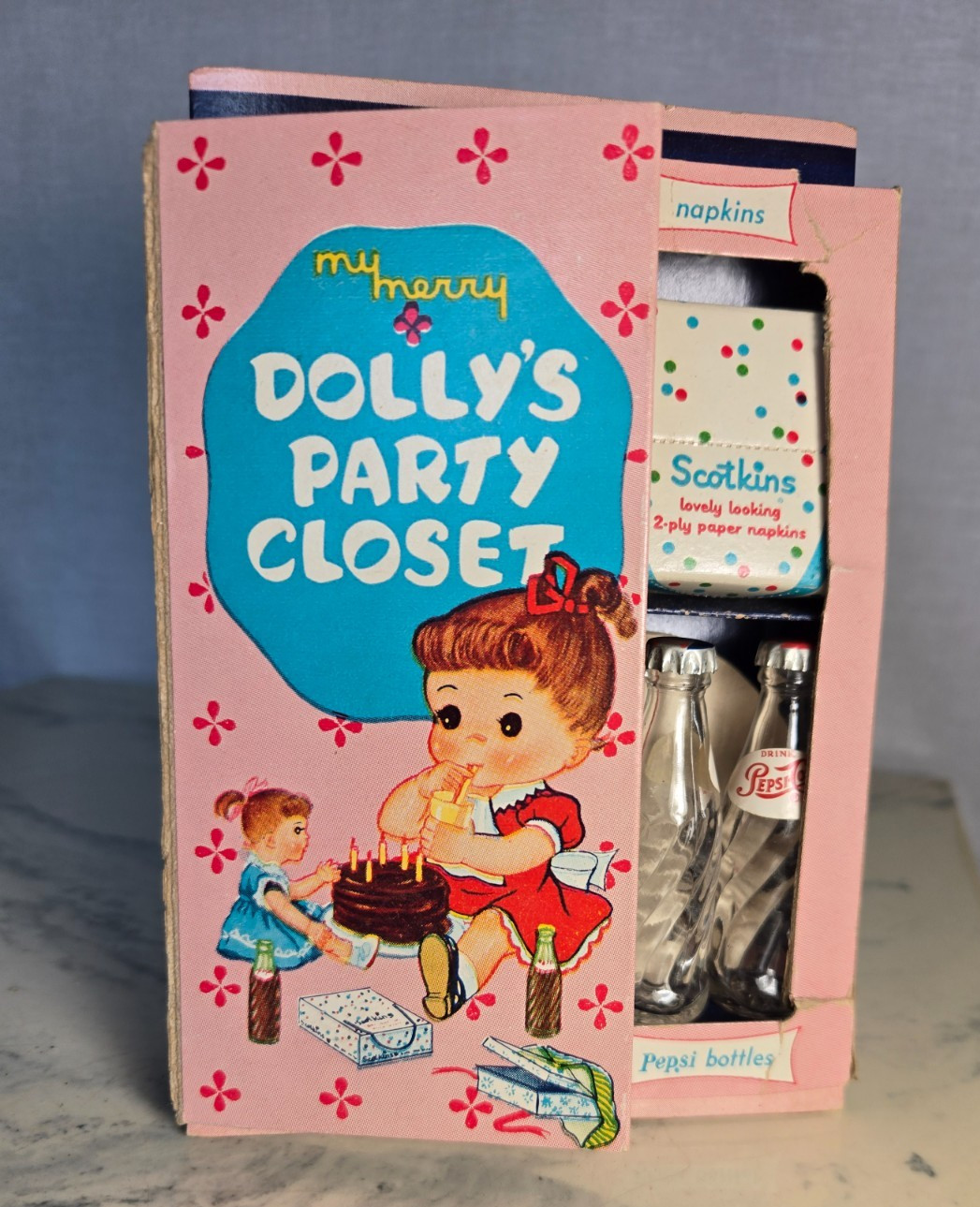 Vintage 1958 My Merry Dolly\'s Party Closet Toy Set Pepsi Scottkins Accessories