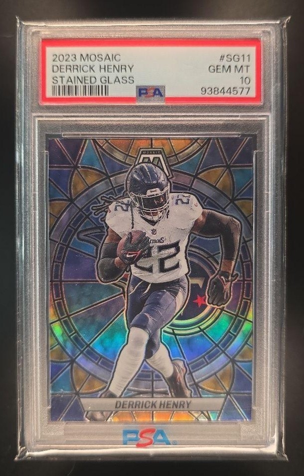 2023 Panini Mosaic Derrick Henry #SG-11 Stained Glass Titans PSA 10