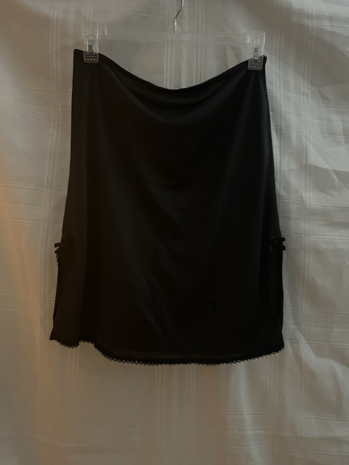 Vintage Mid Century Black Lace Half Slip Made In USA  RN # 17551