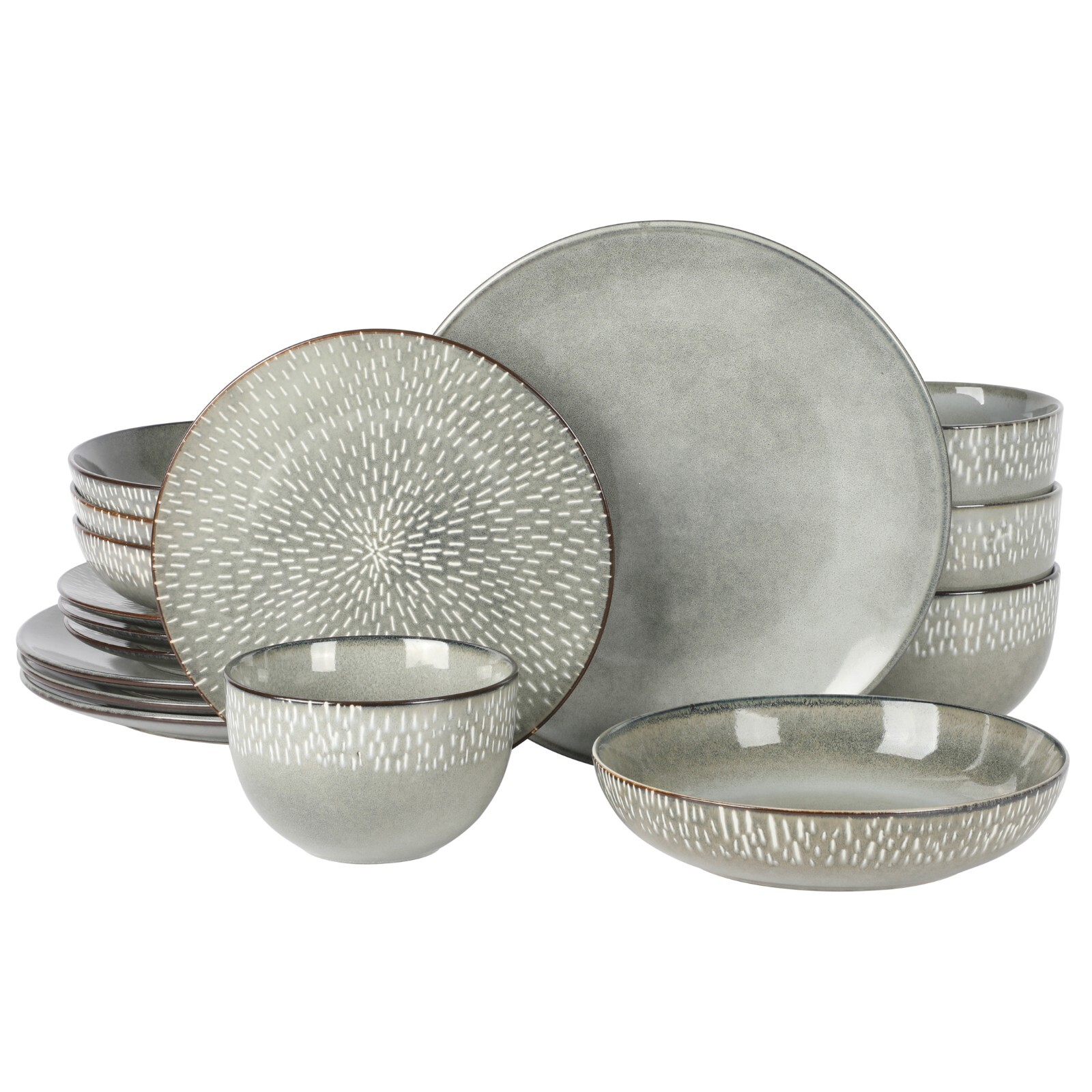Gibson Elite Matisse 16-Piece Reactive Stoneware Dinnerware Set - Green Gibson Elite Matisse 16-Piece Reactive Stoneware Dinnerware Set - Green