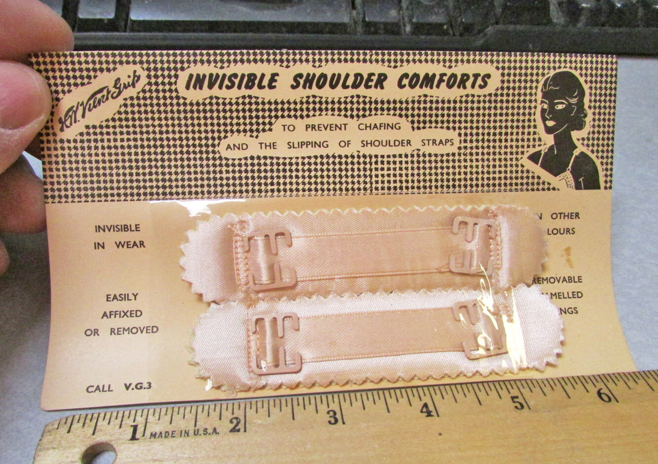 Vintage 1940s Invisible shoulder comforts, bra strap comforts, RARE NEW packaged