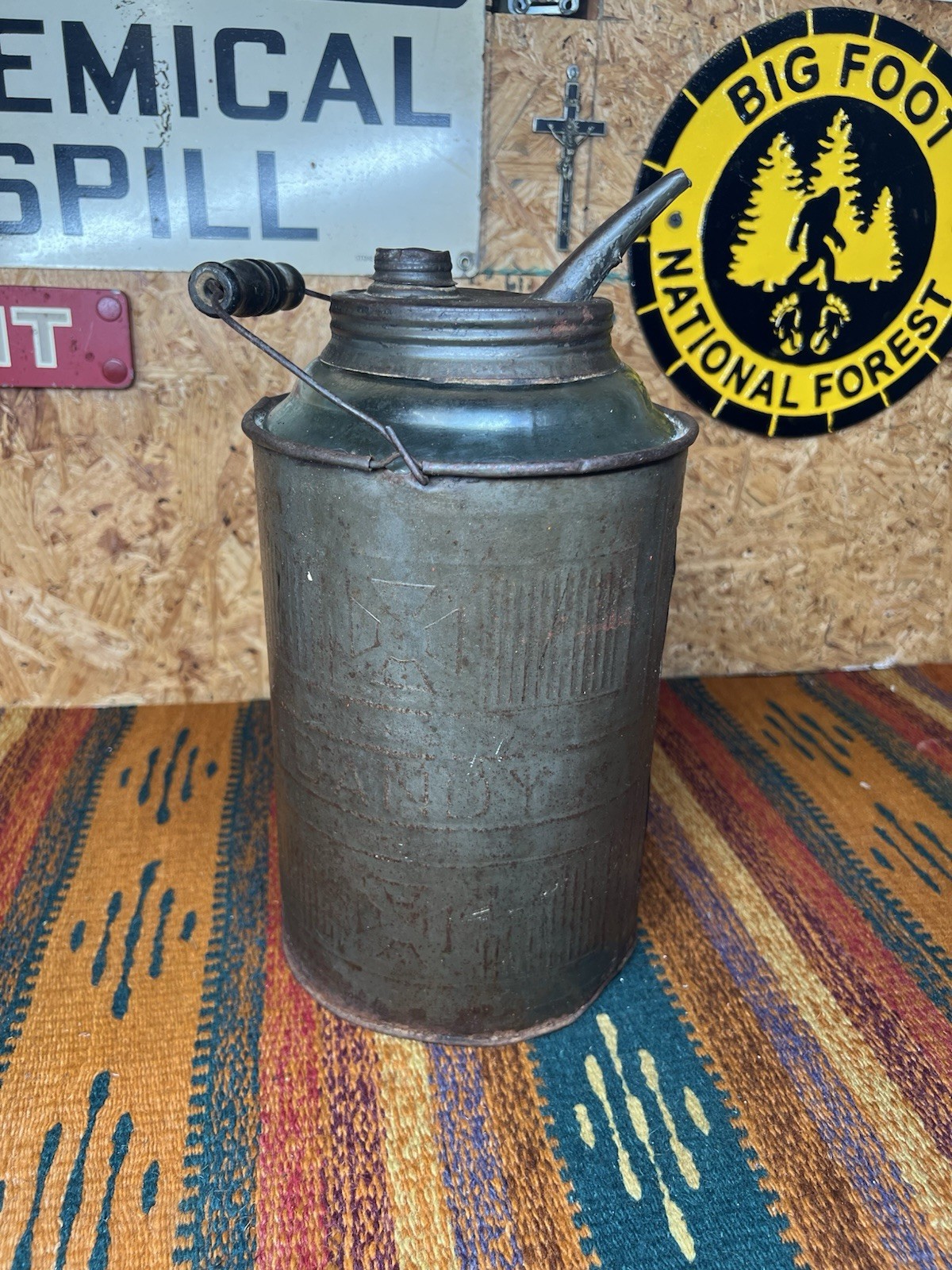 Old DANDY Tin Metal Kerosene Oil Glass Container Malteze Cross Lamp Refiller Old DANDY Tin Metal Kerosene Oil Glass Container Malteze Cross Lamp Refiller
