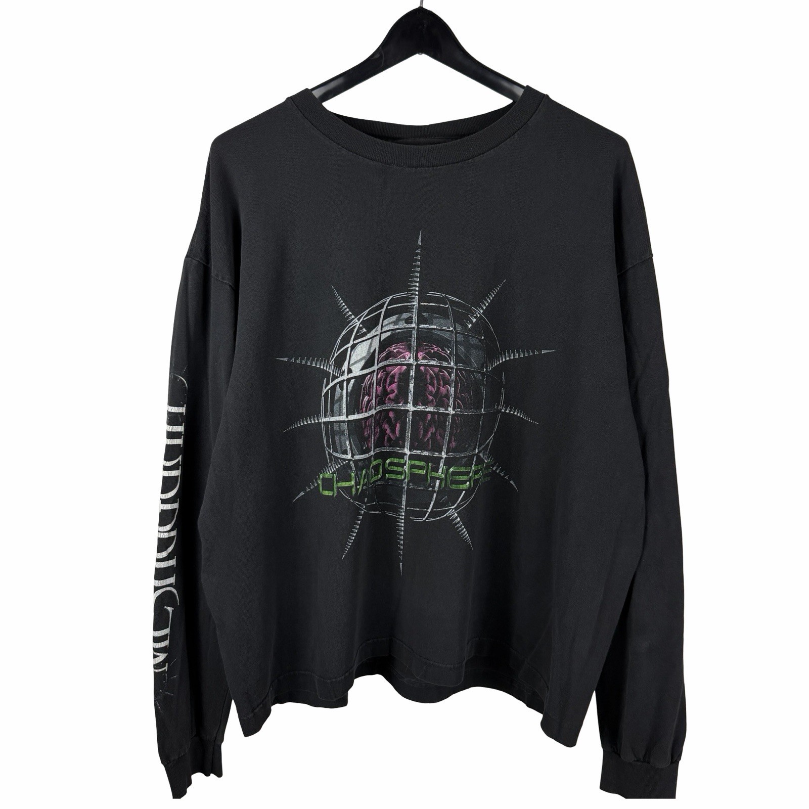 Vintage 90s Meshuggah Chaospehere Boxy Long Sleeve Rock Shirt Size XL