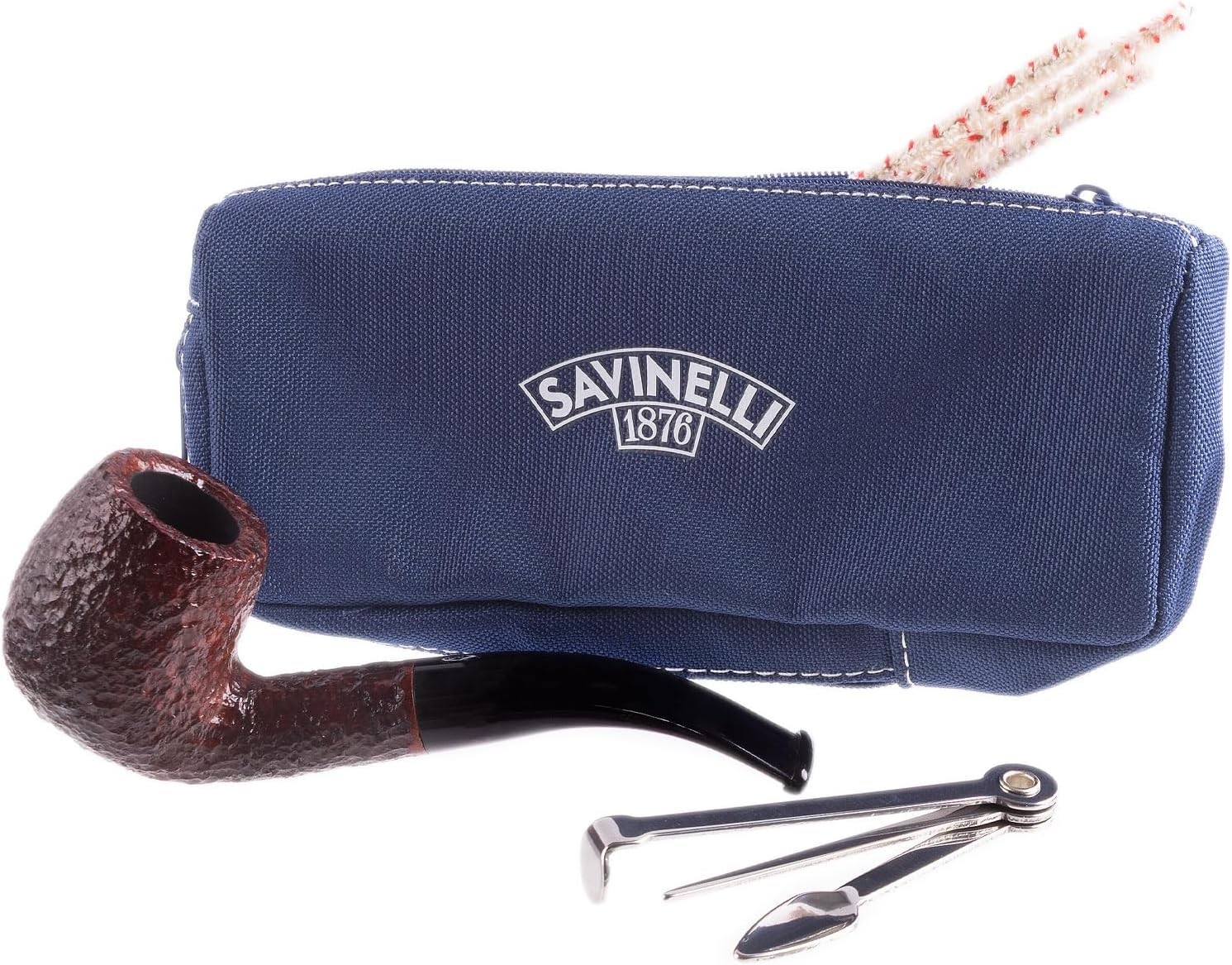 Savinelli One Kit - Handmade Italian briar wood pipe with blue zippered pouch Savinelli One Kit - Handmade Italian briar wood pipe with blue zippered pouch