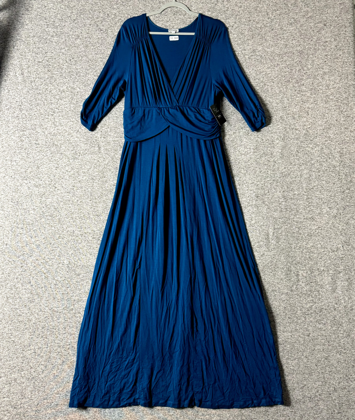 Kiyonna Women\'s Size 1 Blue Rayon Stretch 3/4 Sleeve Maxi Dress