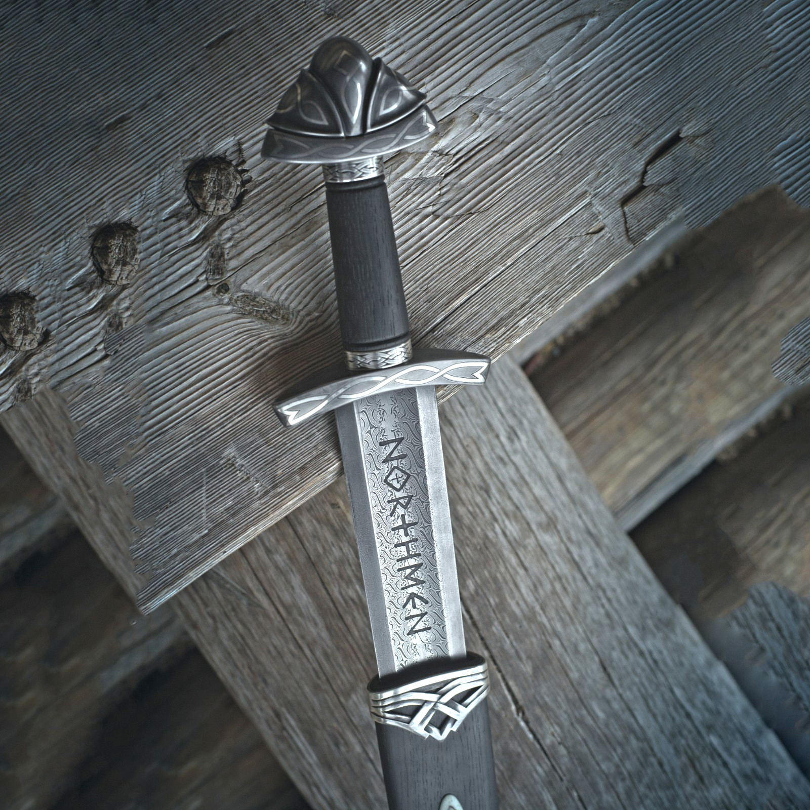 Handmade Northman Sword Damascus Steel W/Scabbard Long Roman Sword, Gift For Him