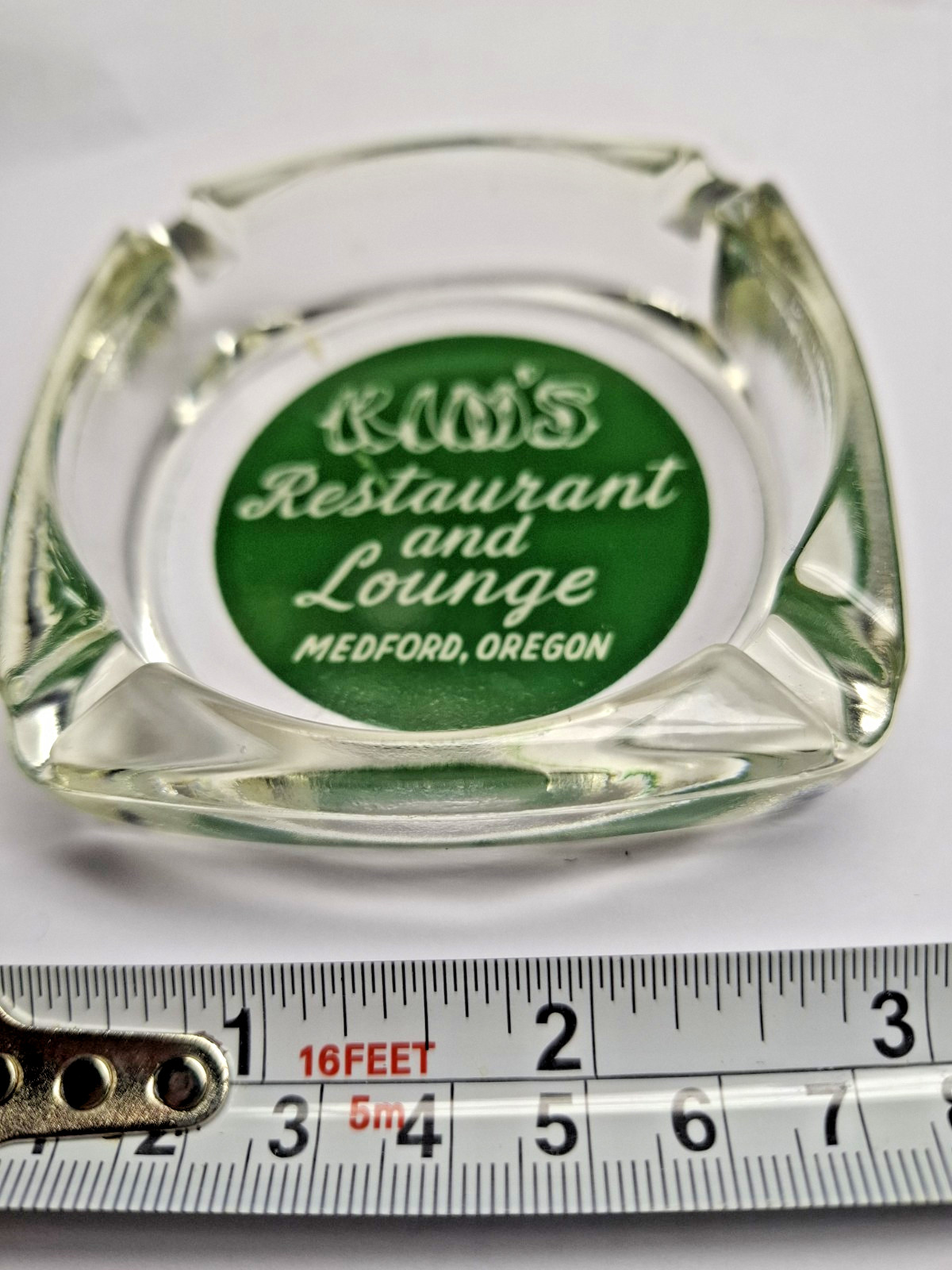 Vintage Kim\'s Restaurant and Lounge Medford Oregon 4 Lobe Glass Ashtray Vintage Kim\'s Restaurant and Lounge Medford Oregon 4 Lobe Glass Ashtray