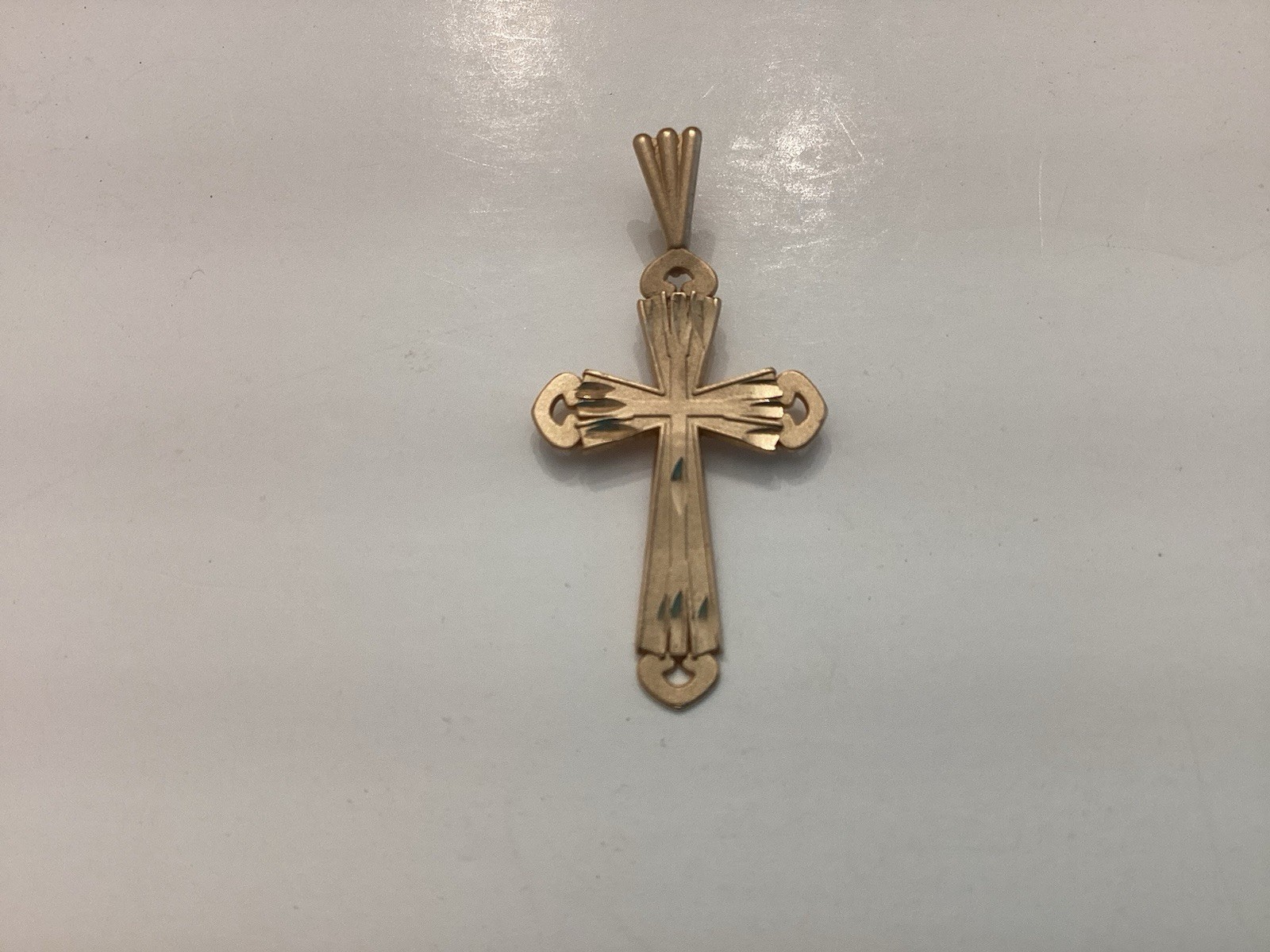 14k Yellow Gold Michael Anthony Filigree Cross Pendant Diamond Cut