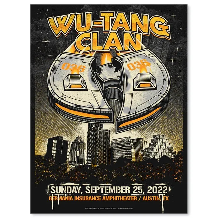 Wu Tang Clan 2022 Austin, Texas Limited Edition 73/100 by Gut42 18 X 24 Wu Tang Clan 2022 Austin, Texas Limited Edition 73/100 by Gut42 18 X 24