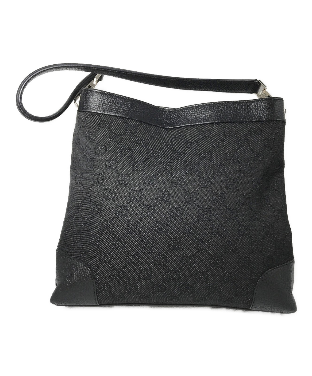 GUCCI 143745 Shoulder Bag Canvas Black Unisex Monogram Inner Pocket Casual