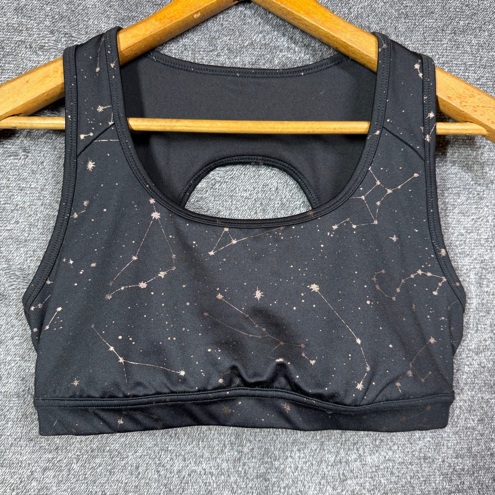 JoyLab Sports Bra Womens L Black Rose Gold Constellation Keyhole Back JoyLab Sports Bra Womens L Black Rose Gold Constellation Keyhole Back