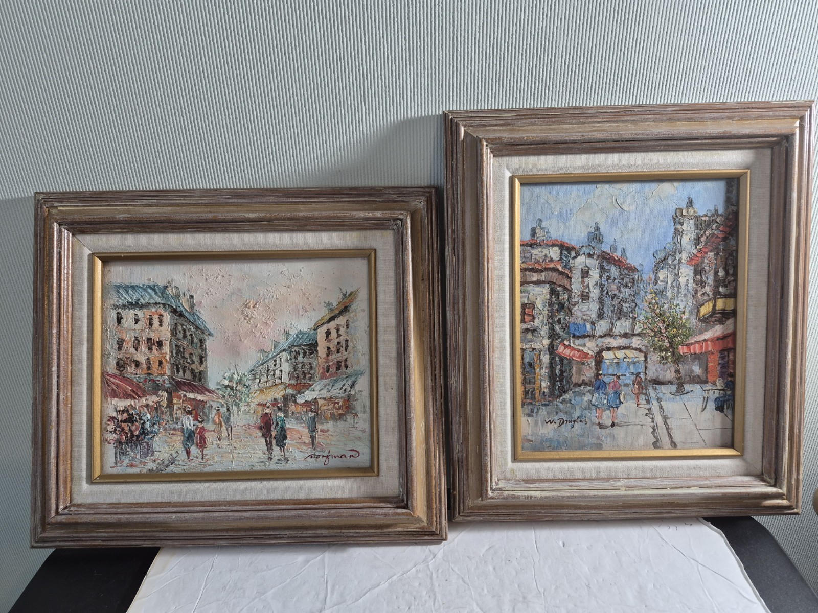 2 Oil on Canvas Listed French Artists Impasto French Street Scene Paintings