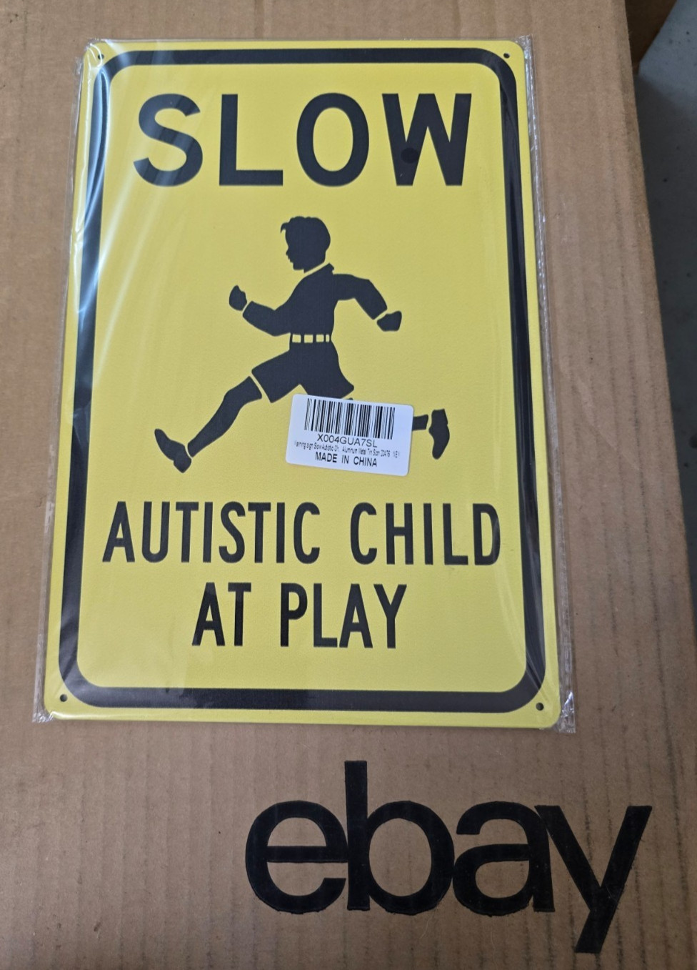 Slow Autistic Child at Play Metal Warning Sign 8x12 Inch   I SHIP THE NEXT DAY