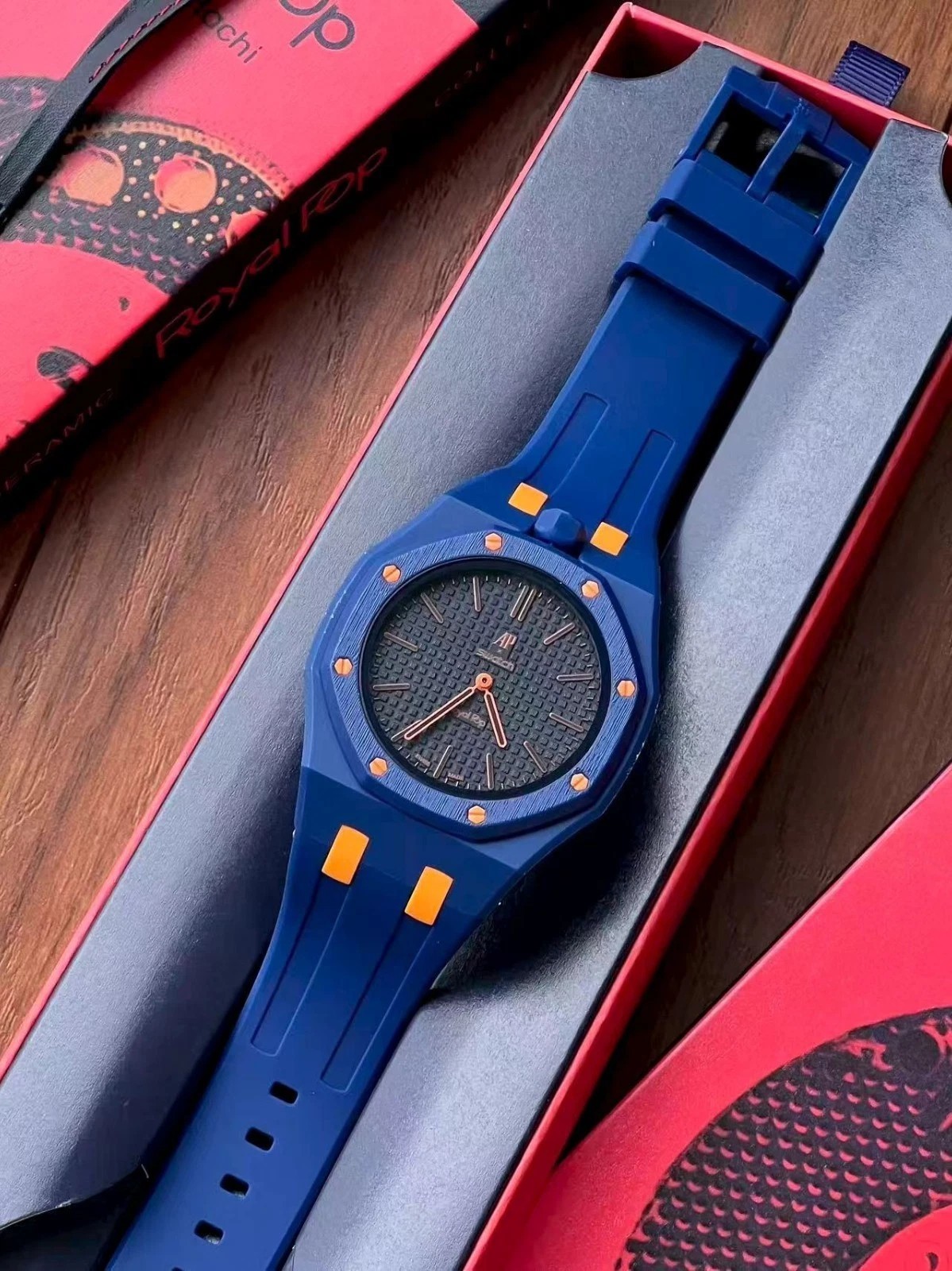 Swatch x Audemars Piguet Royal Pop Blue Orange Bioceramic Watch New with box
