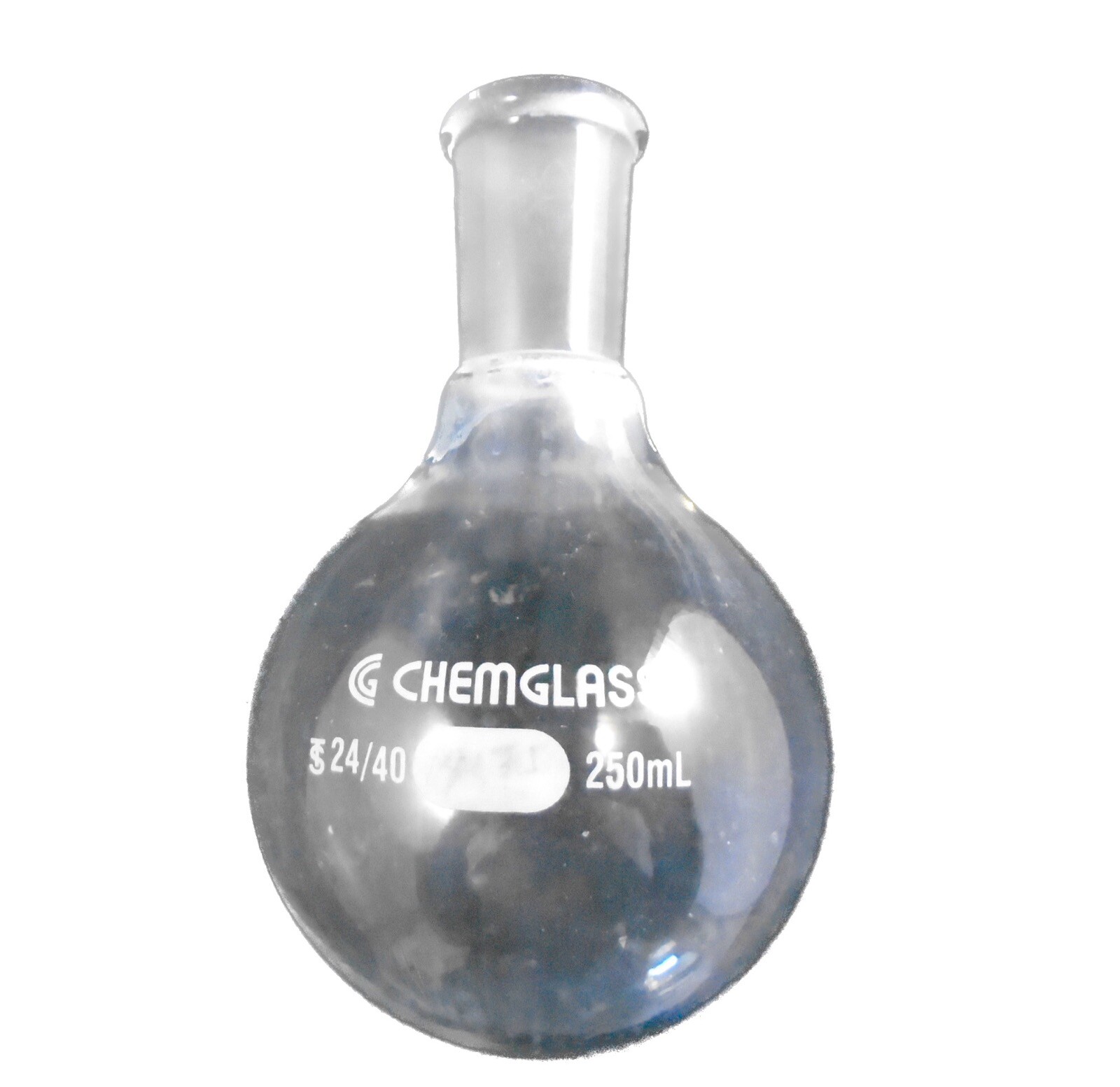 CHEMGLASS Round Bottom Flask 250mL Single Neck 24/40 Heavy Wall CG-1506-17 CHEMGLASS Round Bottom Flask 250mL Single Neck 24/40 Heavy Wall CG-1506-17
