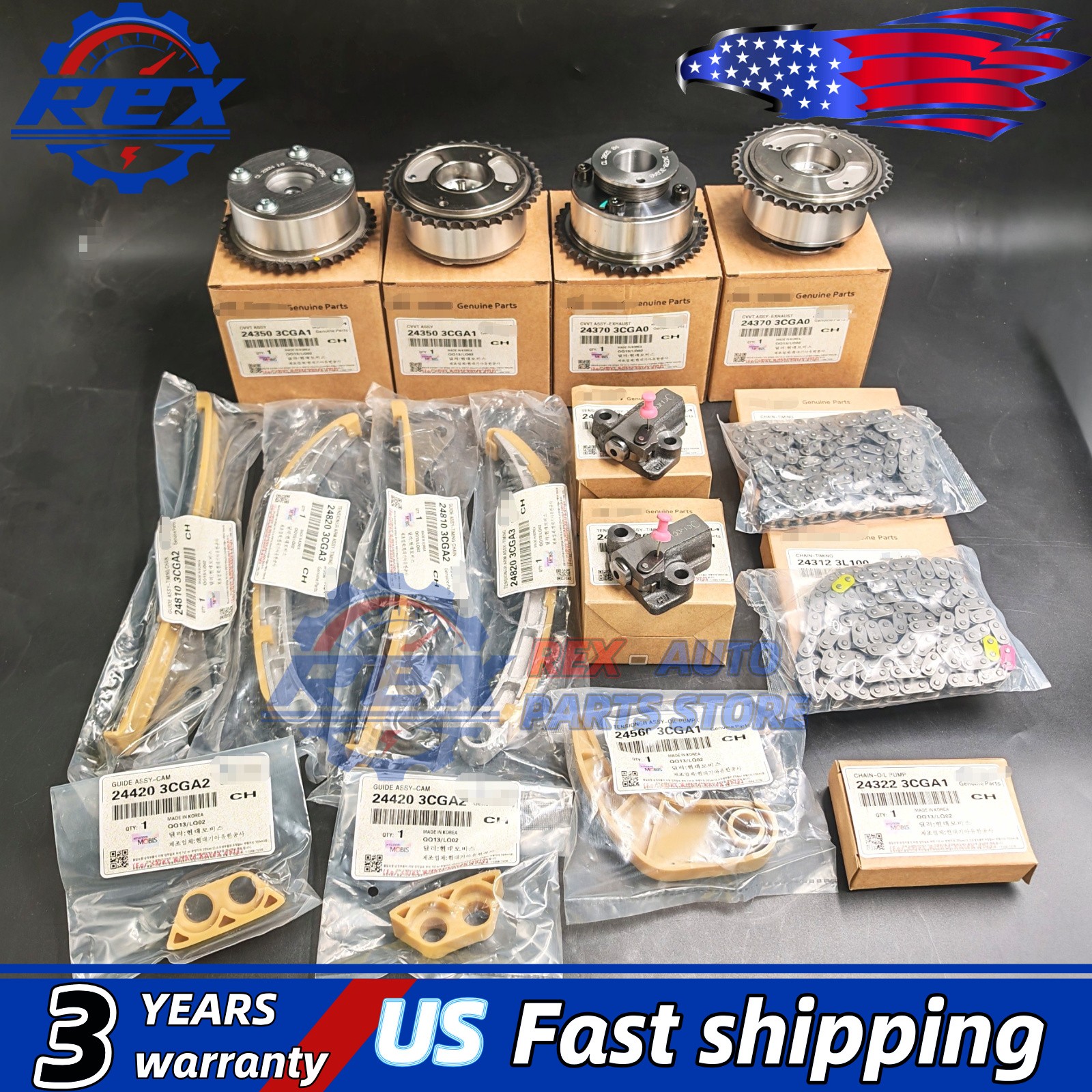 NEW OEM Engine Timing Chain Kit 243703CGA0 243503CGA1 For 2009-2022 Kia Hyundai