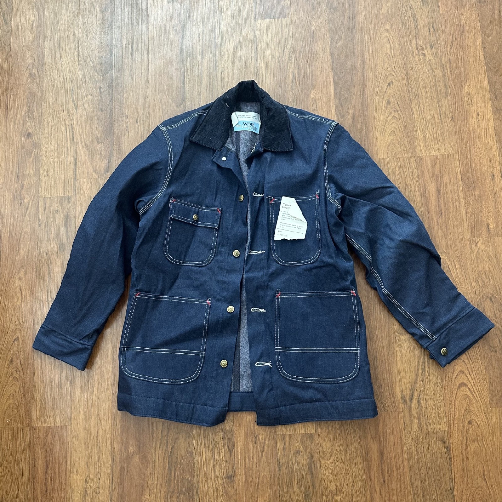 sears work leisure chore denim coat mens M 38-40 vintage 70s blanket lined NEW